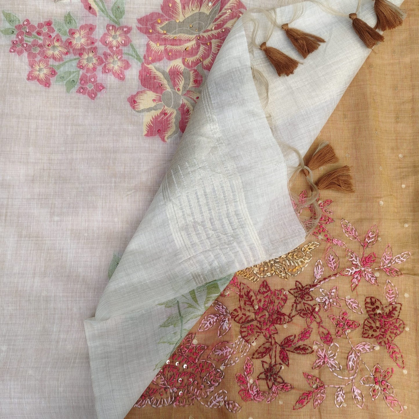 Munga Linen Jamdani Rust