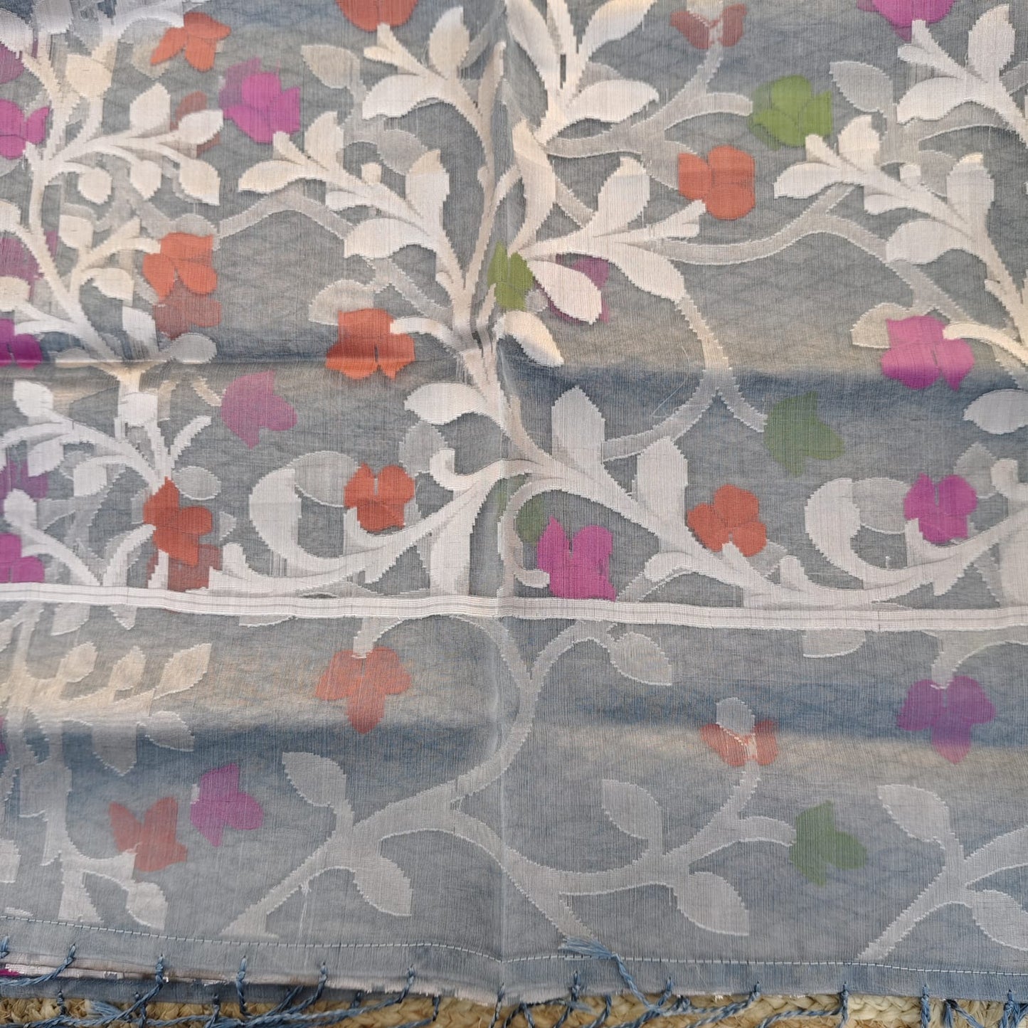 Organza Muslin Jamdani- Grey