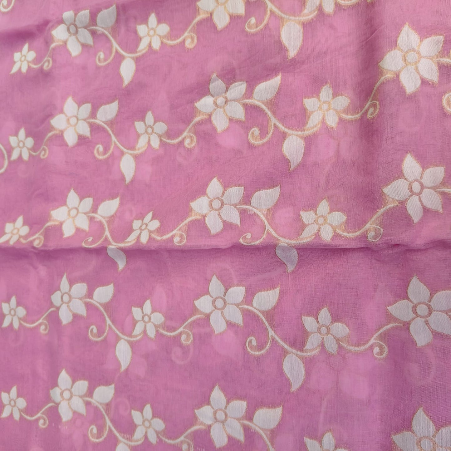 Muslin Cotton Jamdani Pink-White
