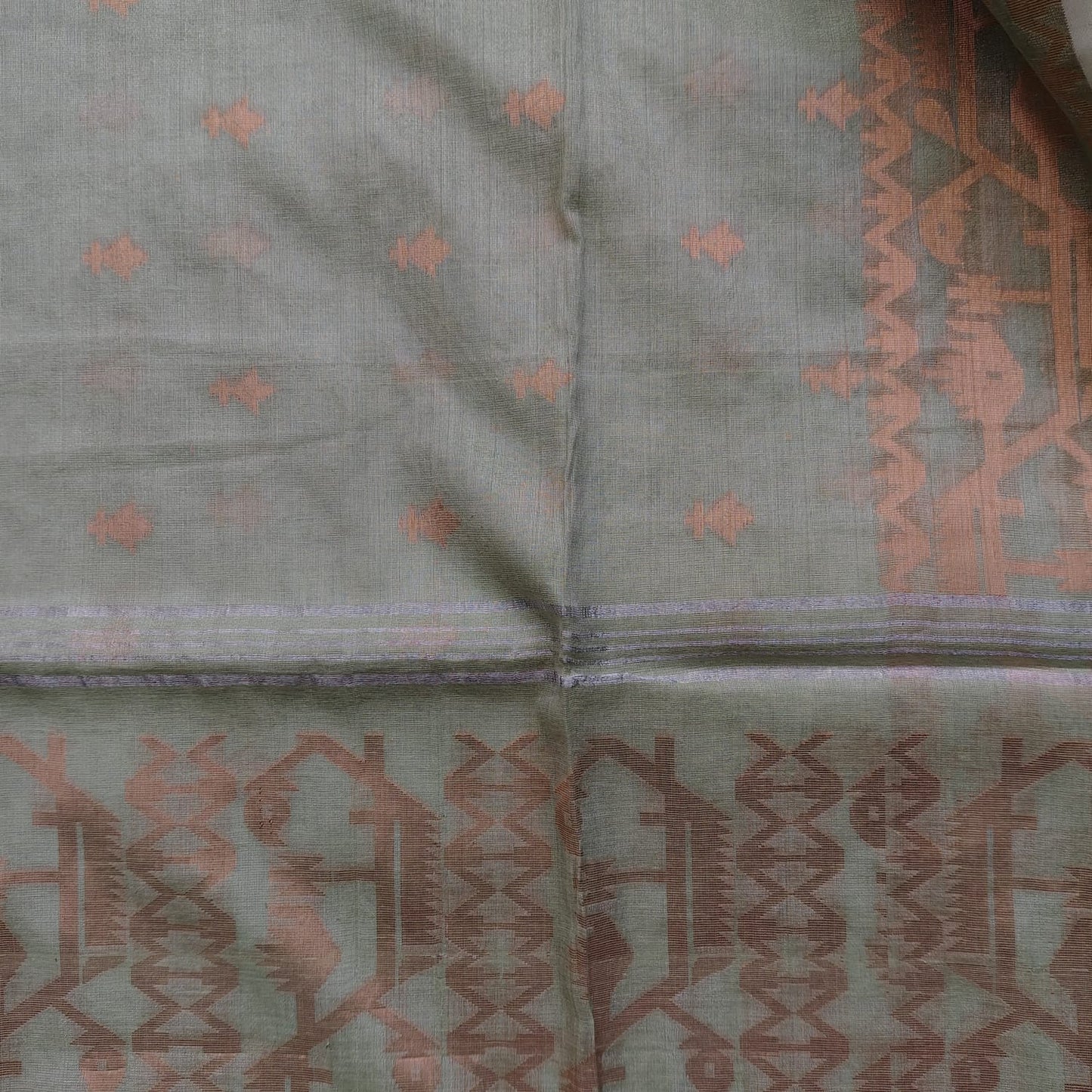 Tissue Linen Jamdani - Cardamom Green
