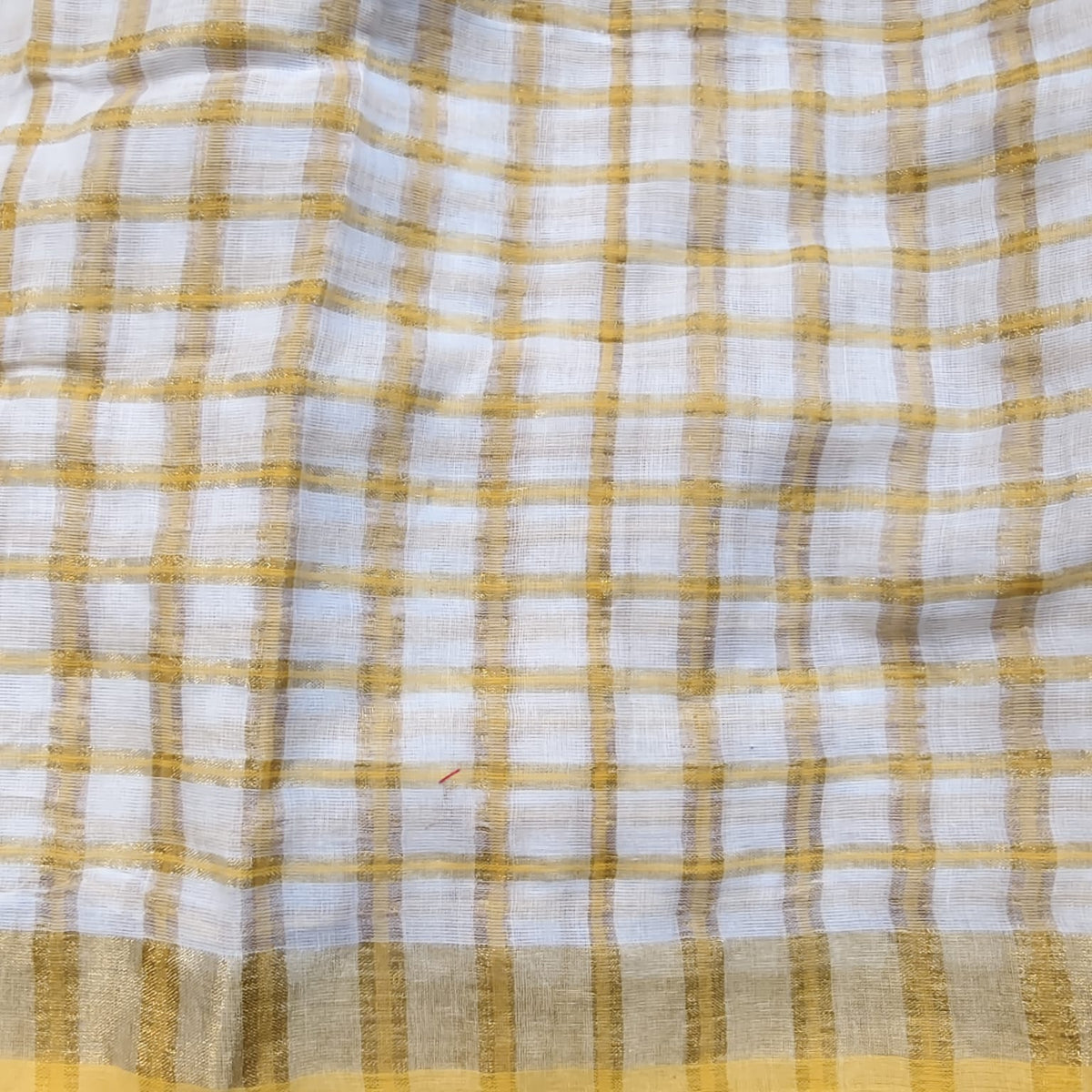 Mul Cotton - White Yellow Checks