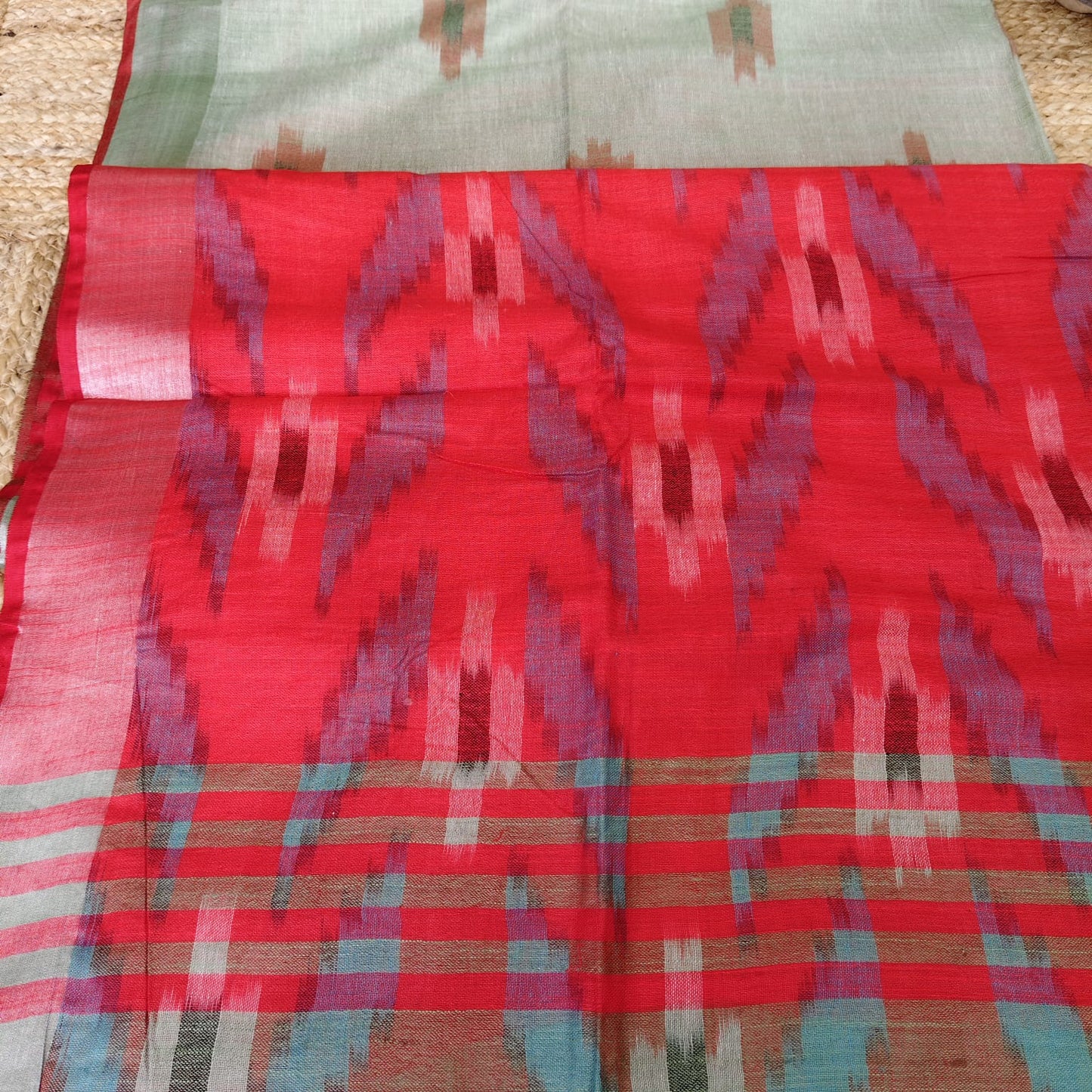 Ikkat Cotton Linen- Cardamom