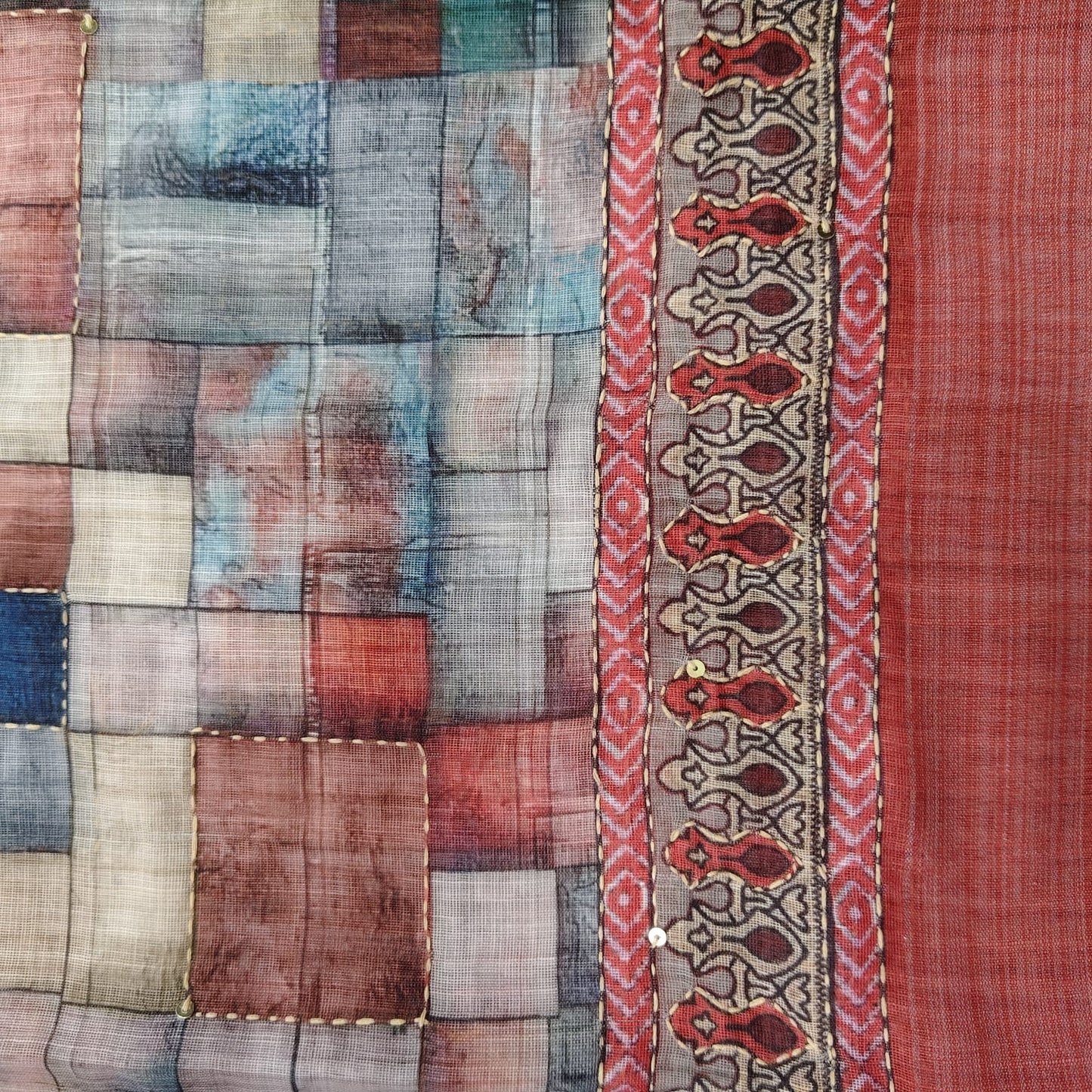 Red Digital Printed Linen