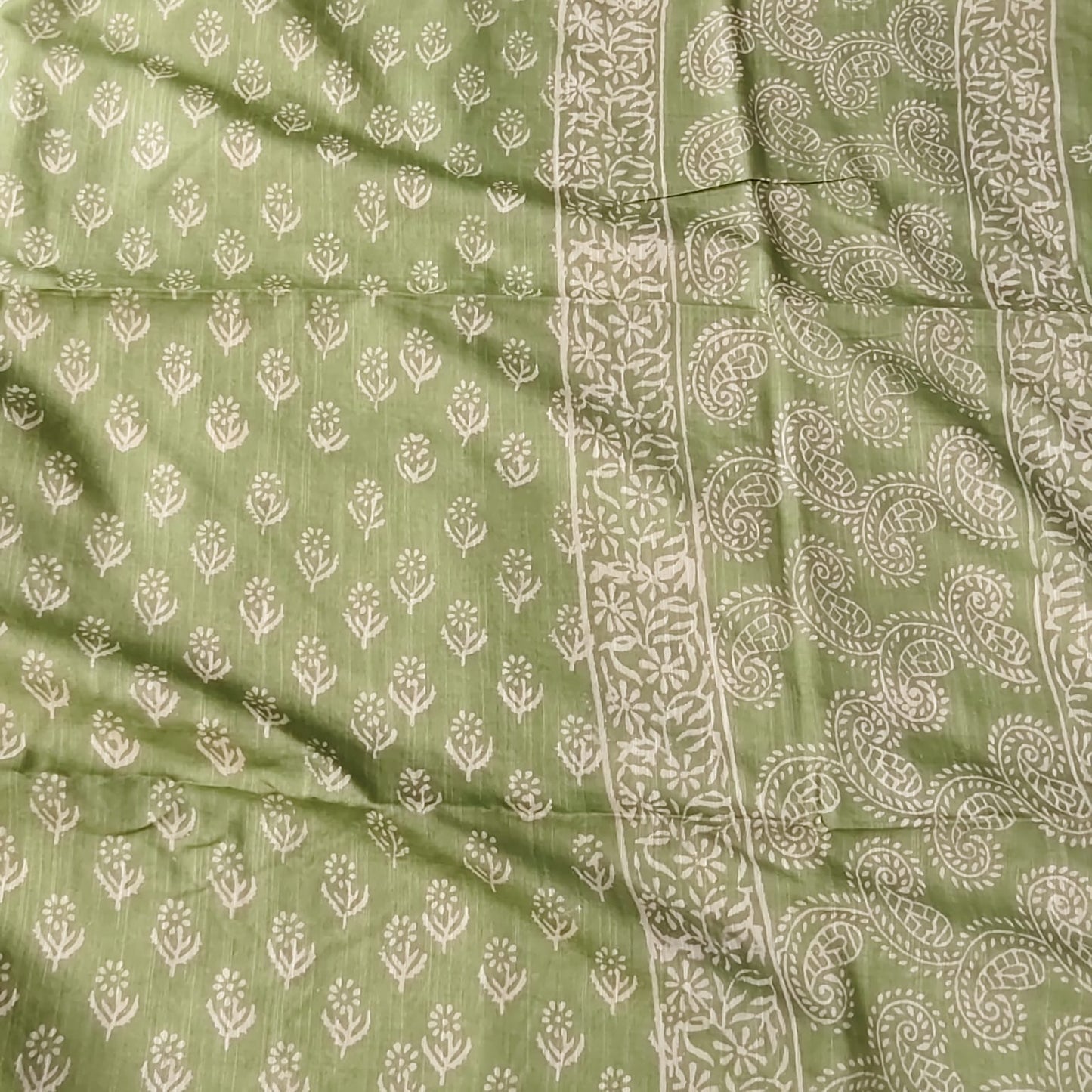 Block Print Chanderi Cotton -Green