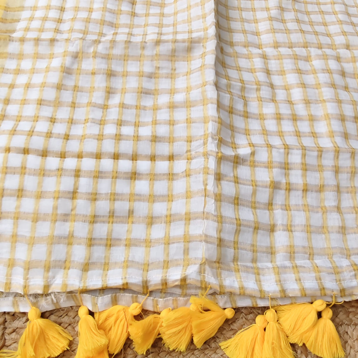 Mul Cotton - White Yellow Checks