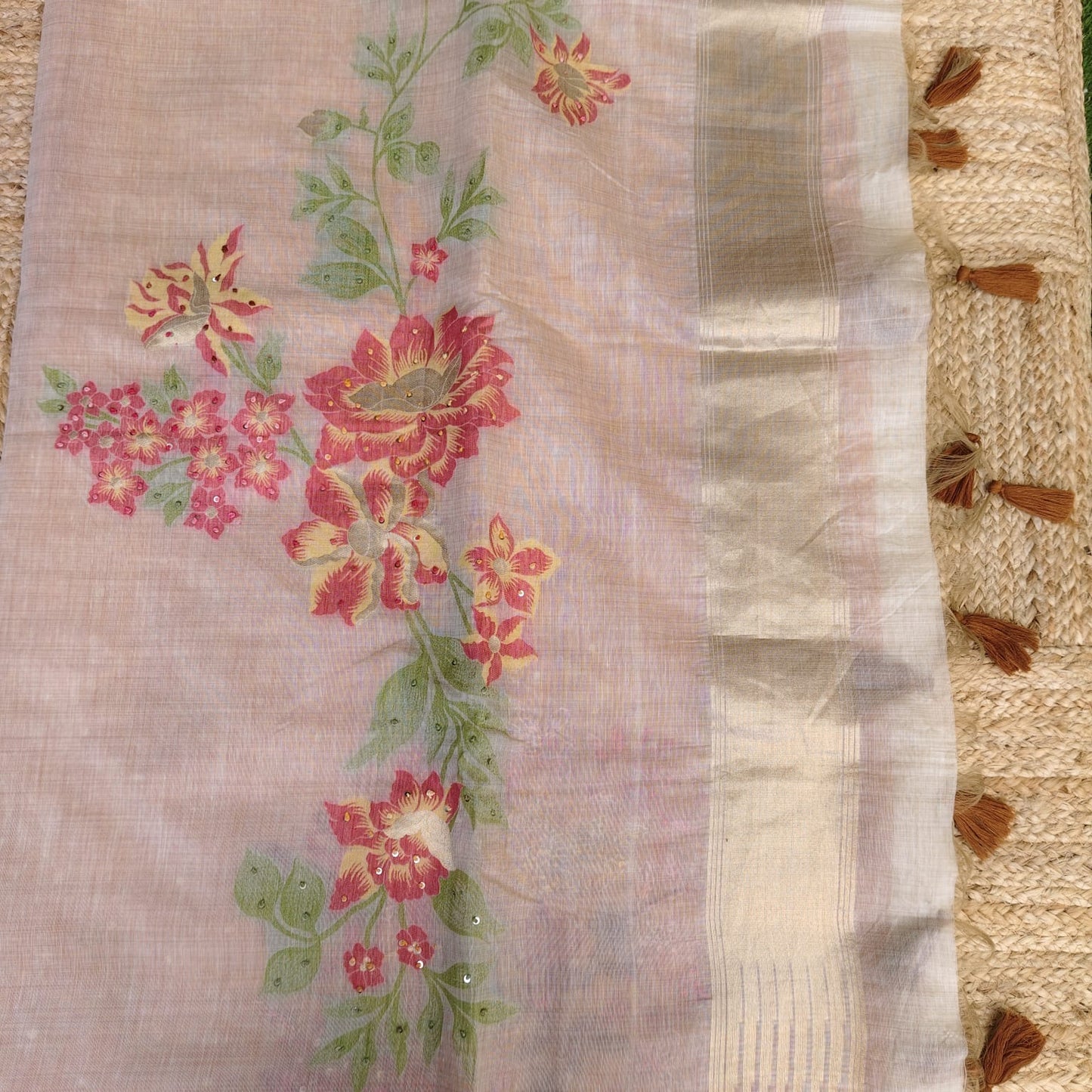 Munga Linen Jamdani Rust