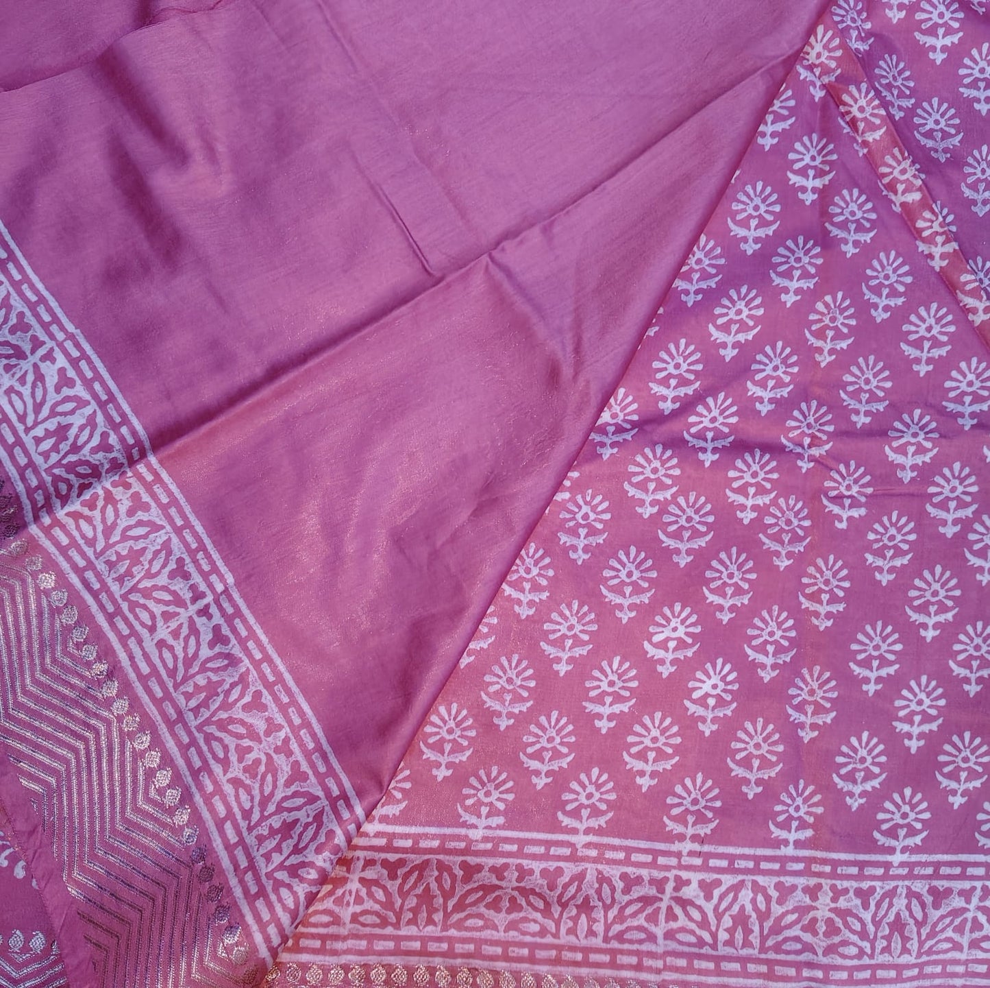 Block Print Silk, Pink