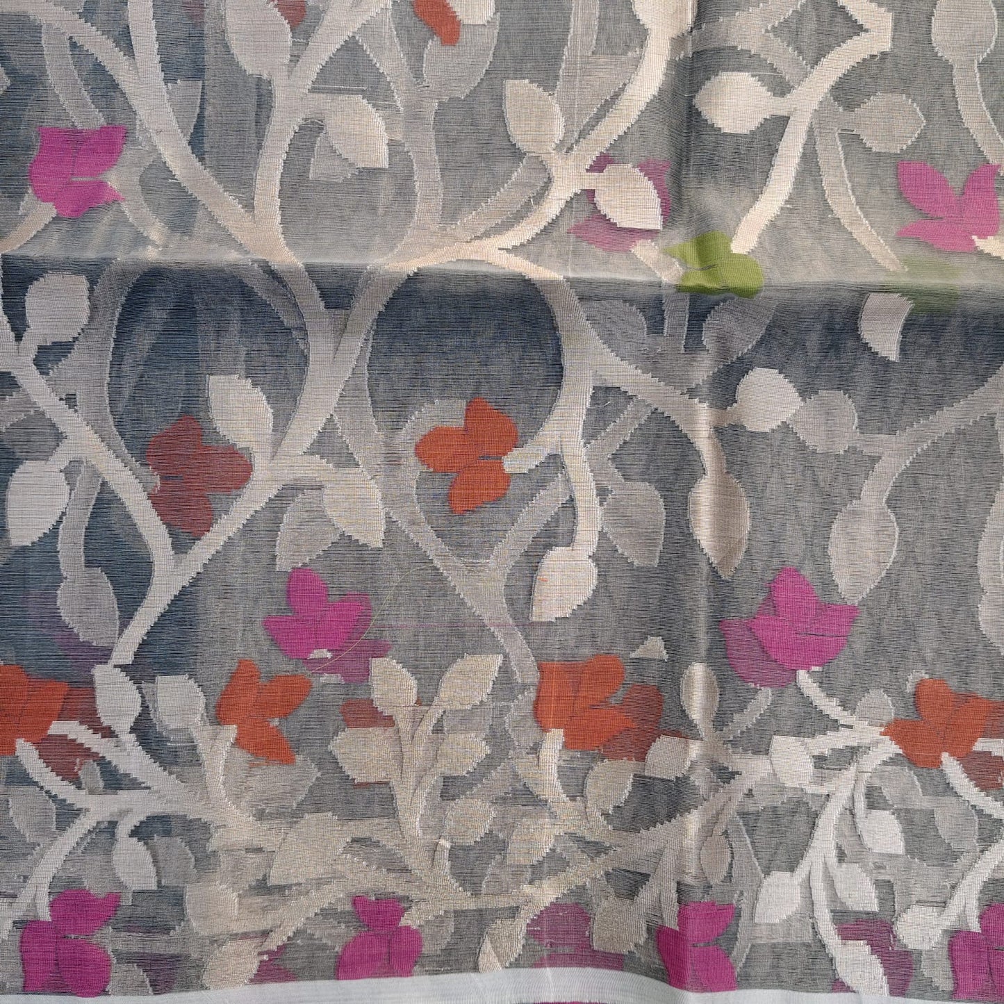 Organza Muslin Jamdani- Grey