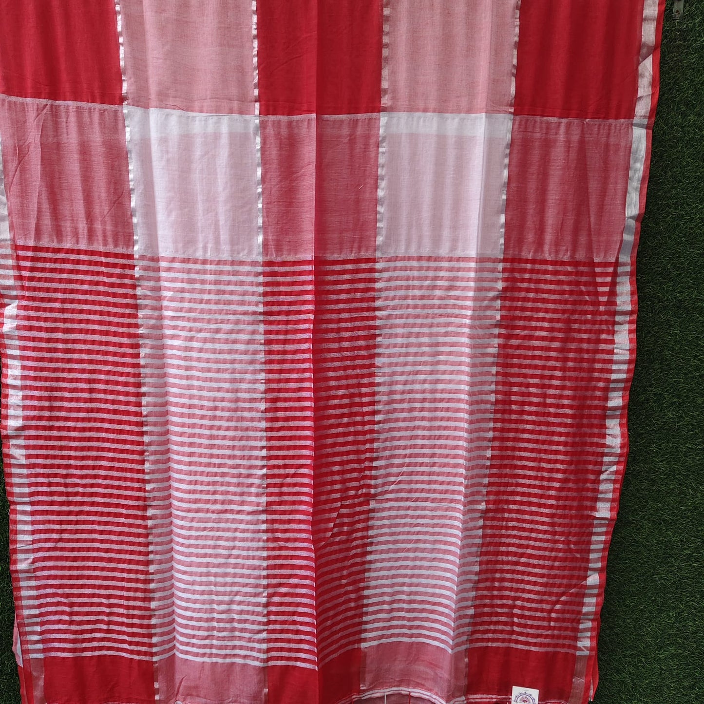 Mul cotton box check, Red White