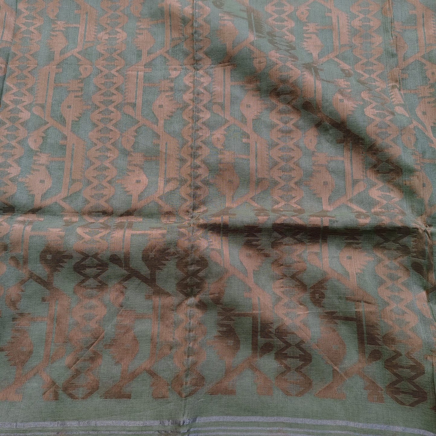 Tissue Linen Jamdani - Cardamom Green