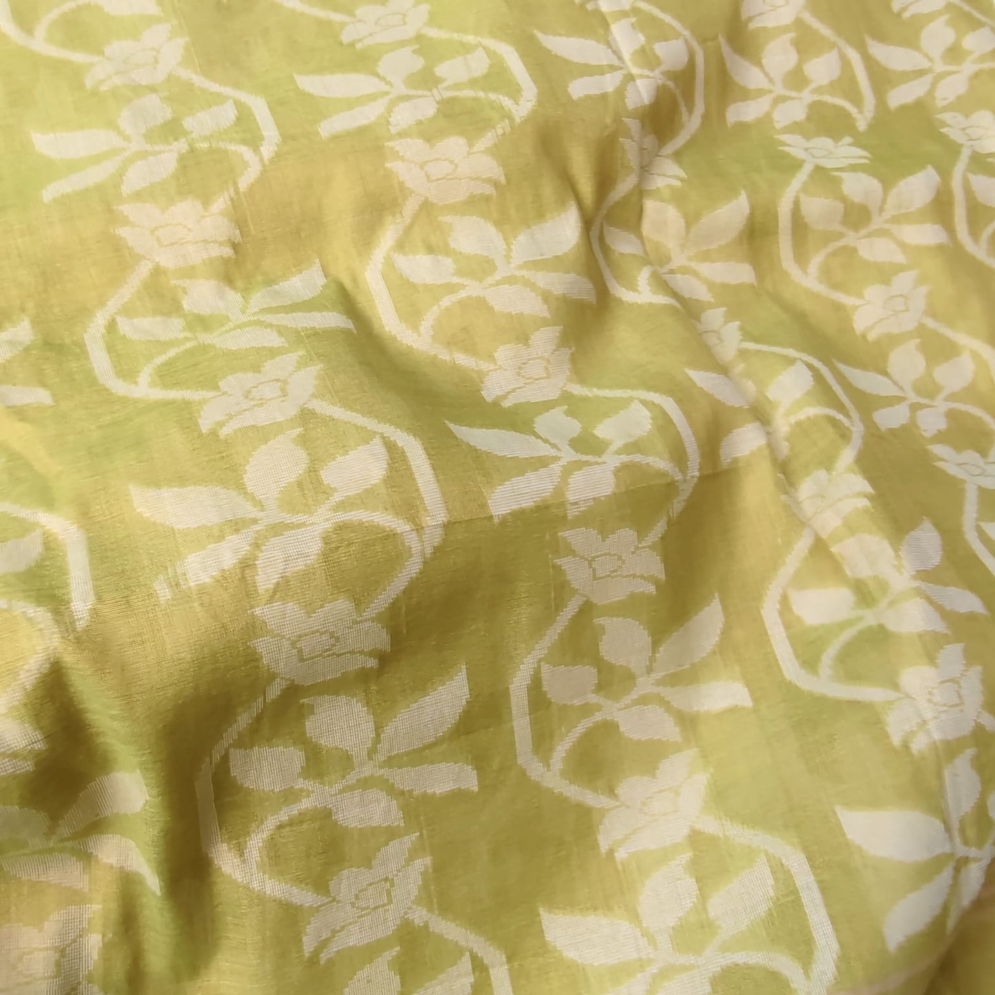 Handwoven Cotton Tissue Jamdani-Lime Green