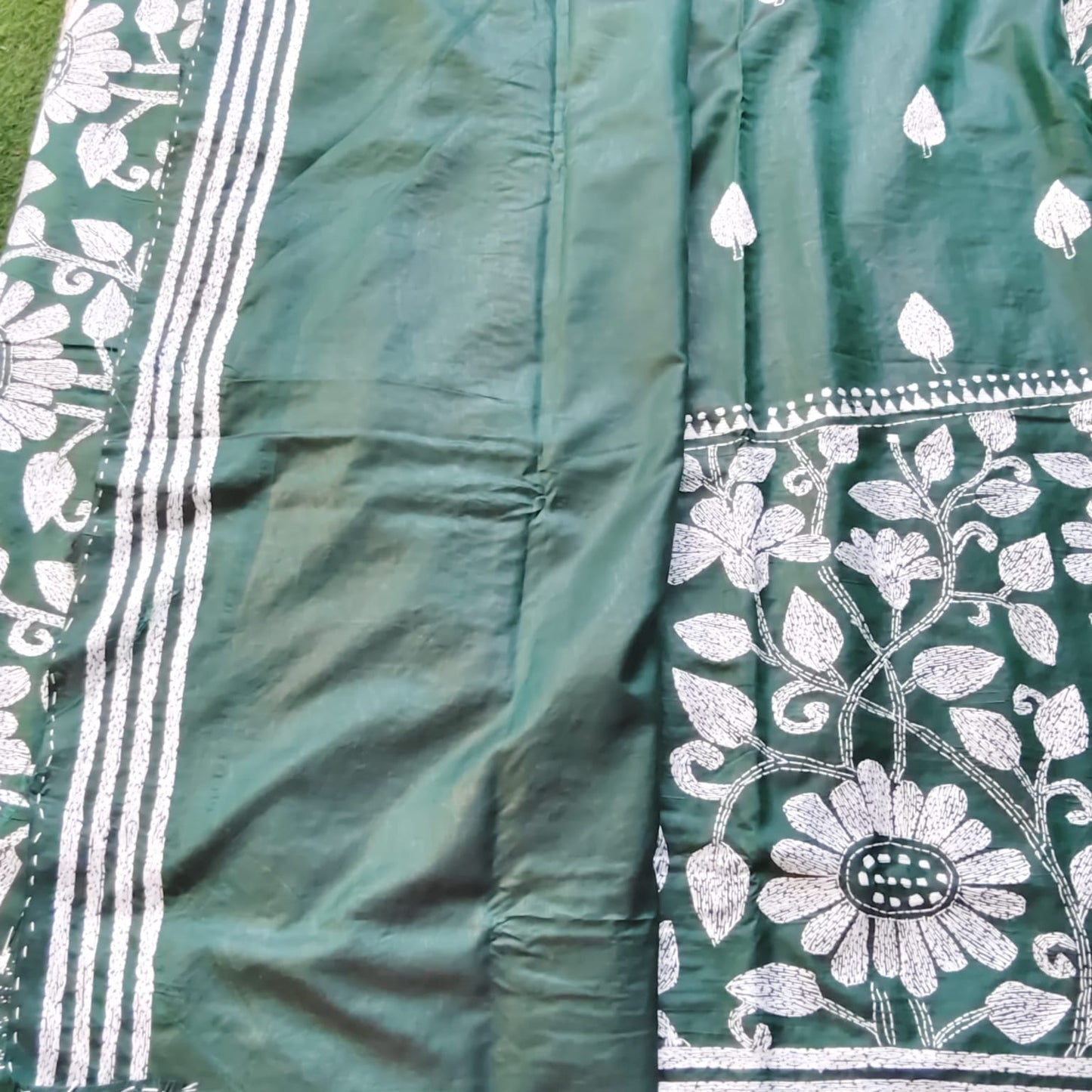 Kantha Stitch-Bottle Green