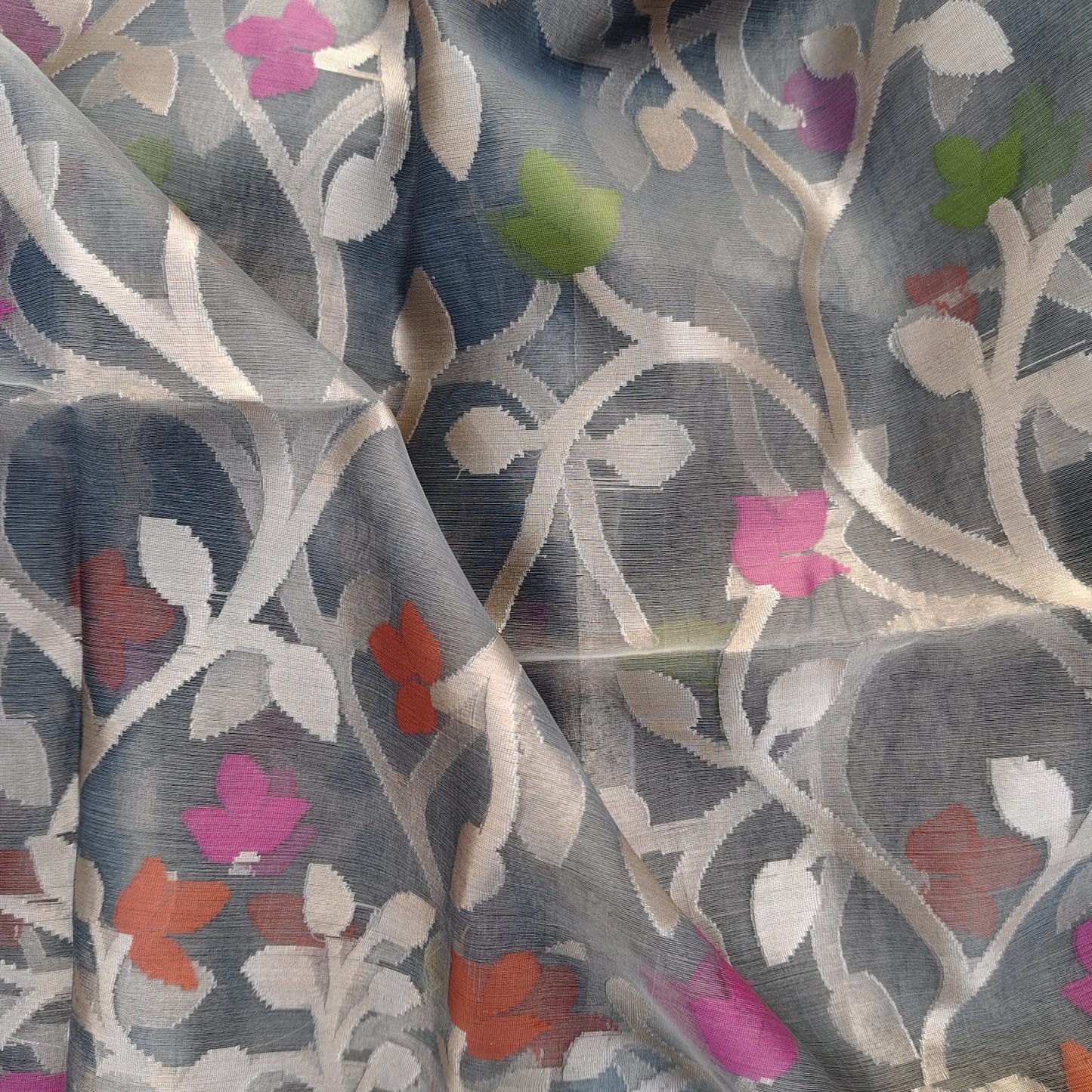 Organza Muslin Jamdani- Grey