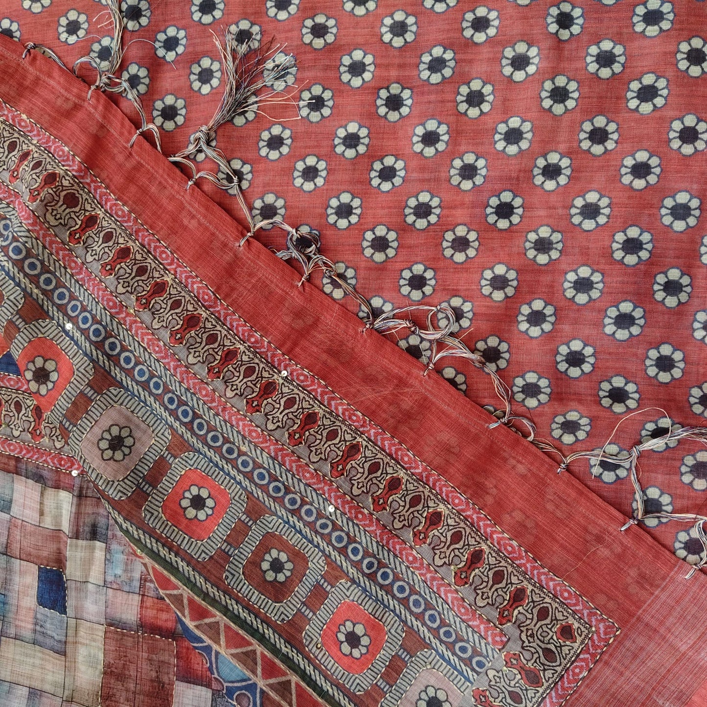 Red Digital Printed Linen