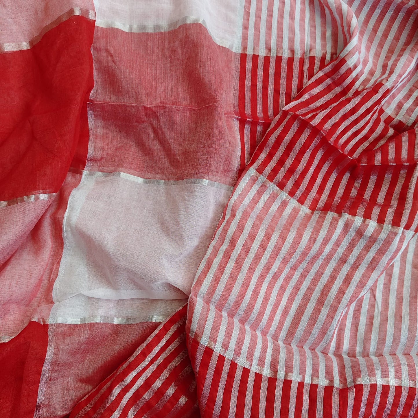 Mul cotton box check, Red White