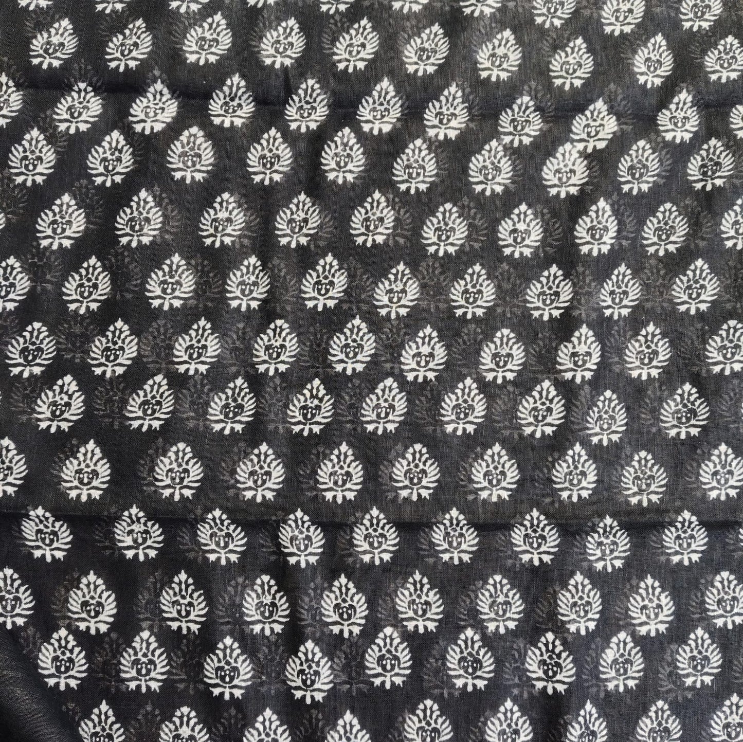 Black Block Print, Cotton Linen 01