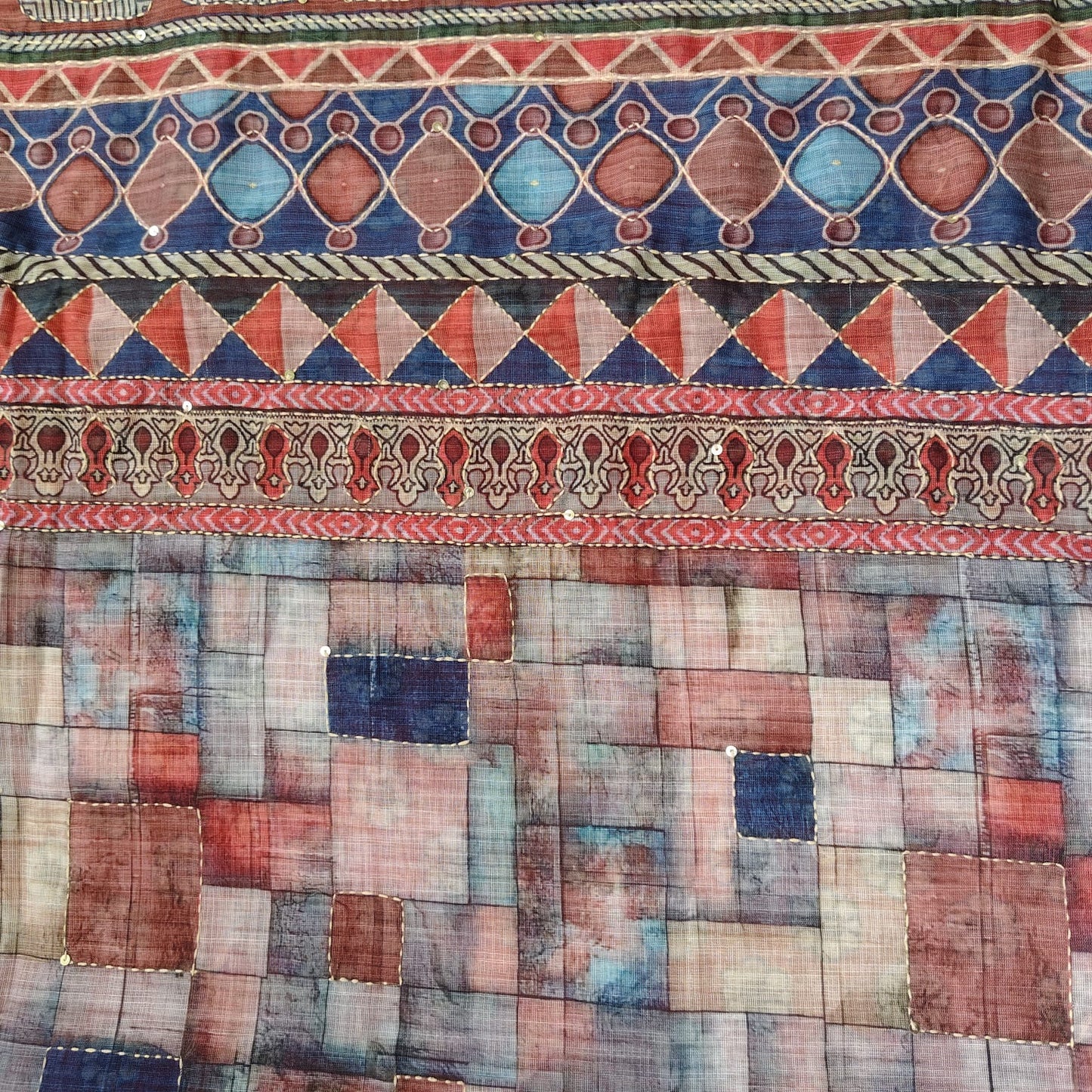 Red Digital Printed Linen