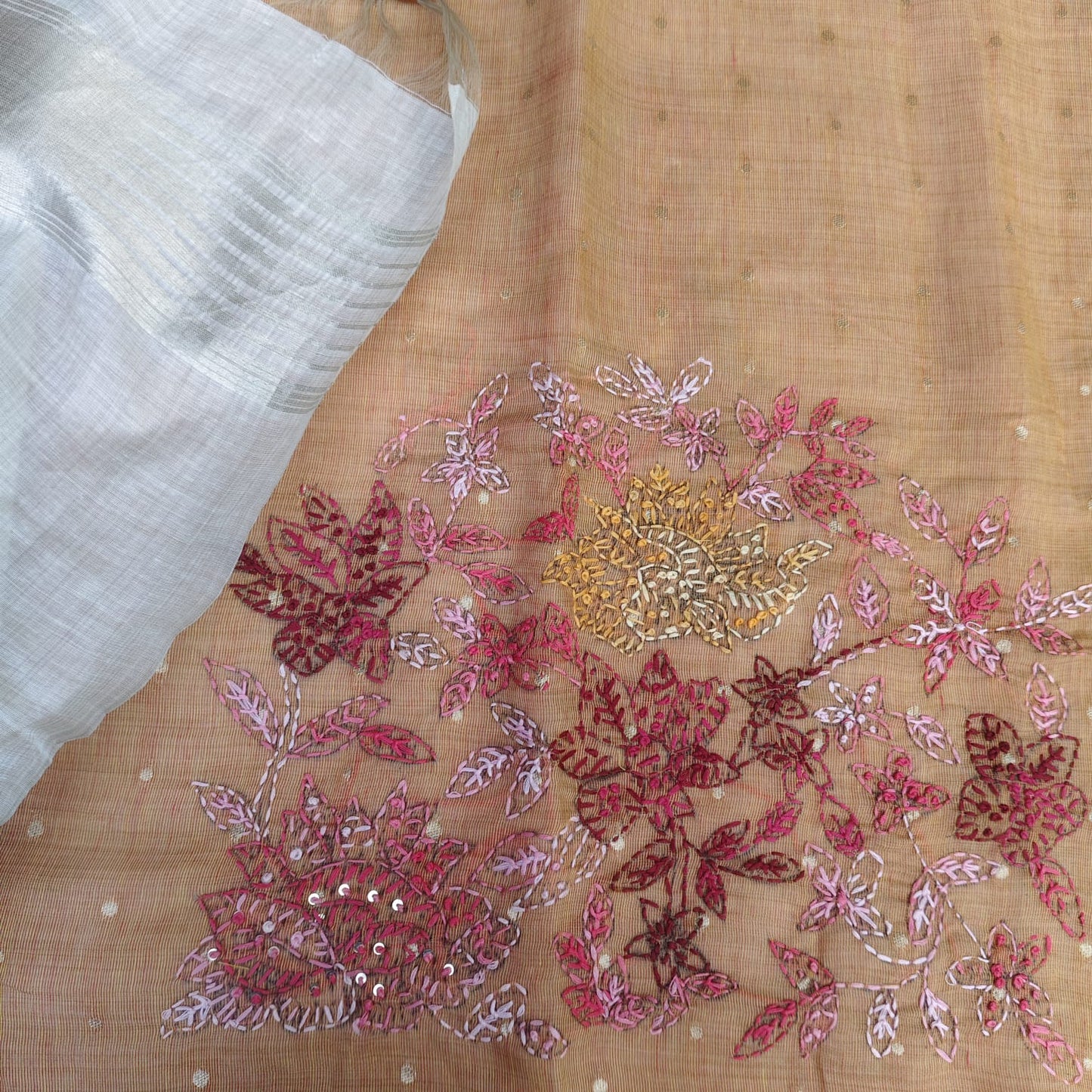 Munga Linen Jamdani Rust