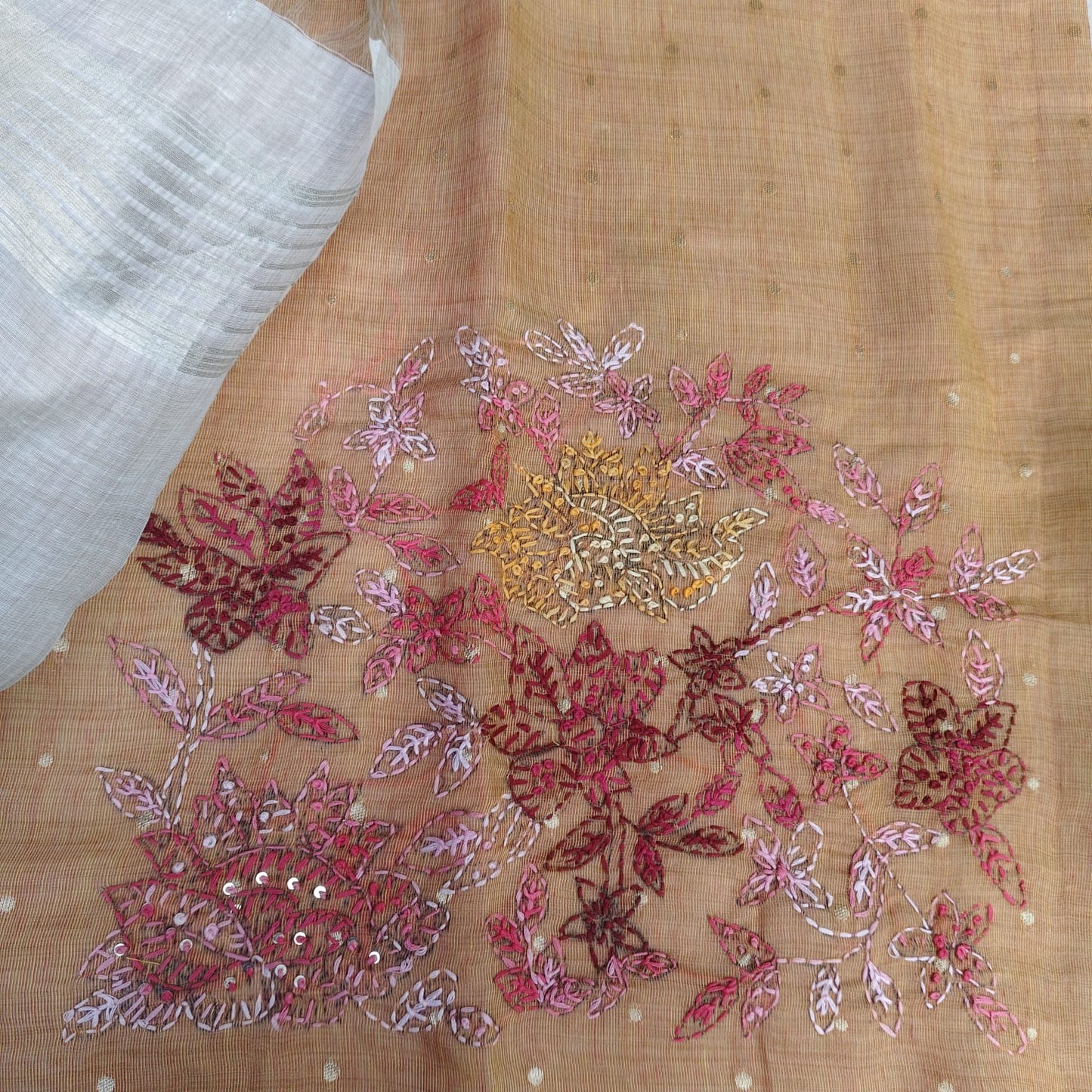 Munga Linen Jamdani Rust