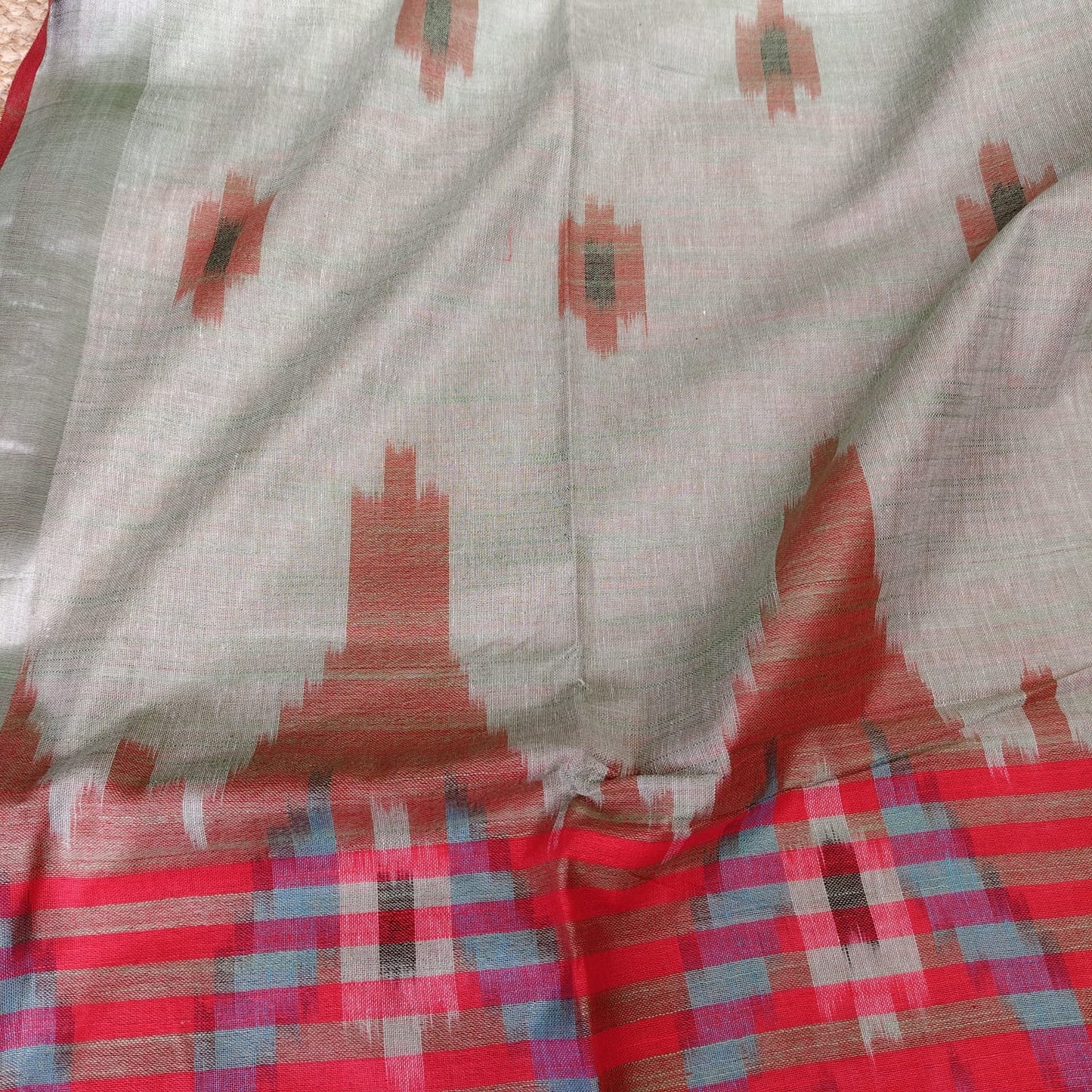 Ikkat Cotton Linen- Cardamom