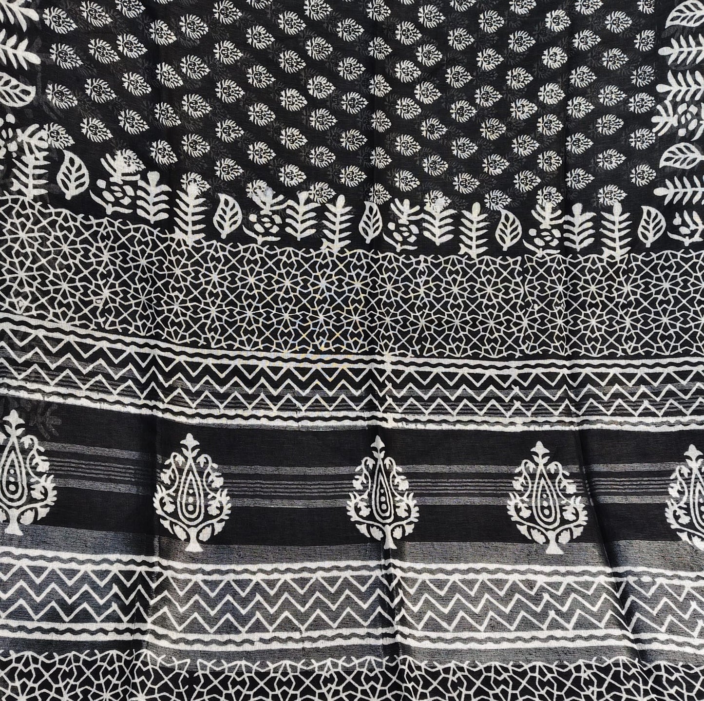 Black Block Print, Cotton Linen 01