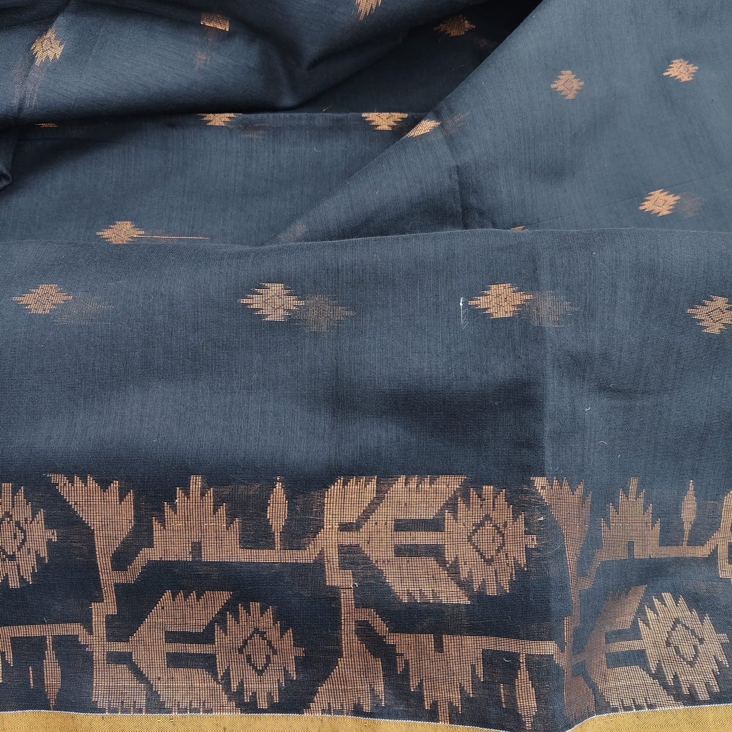 Handloom Cotton Jamdani -Black