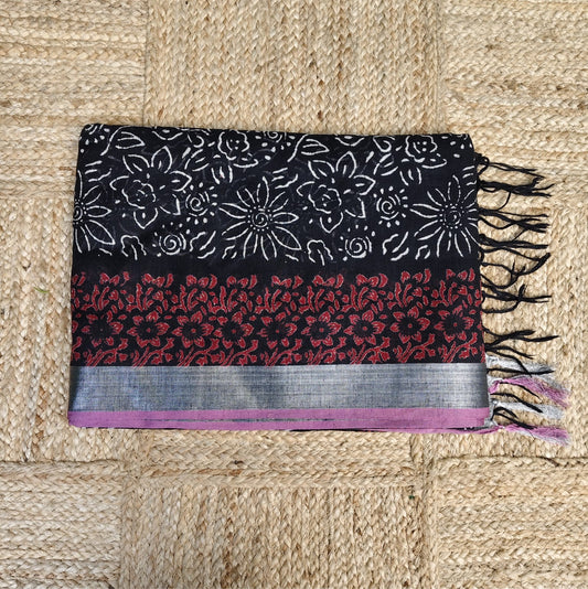 Black Block Print, Cotton Linen 02