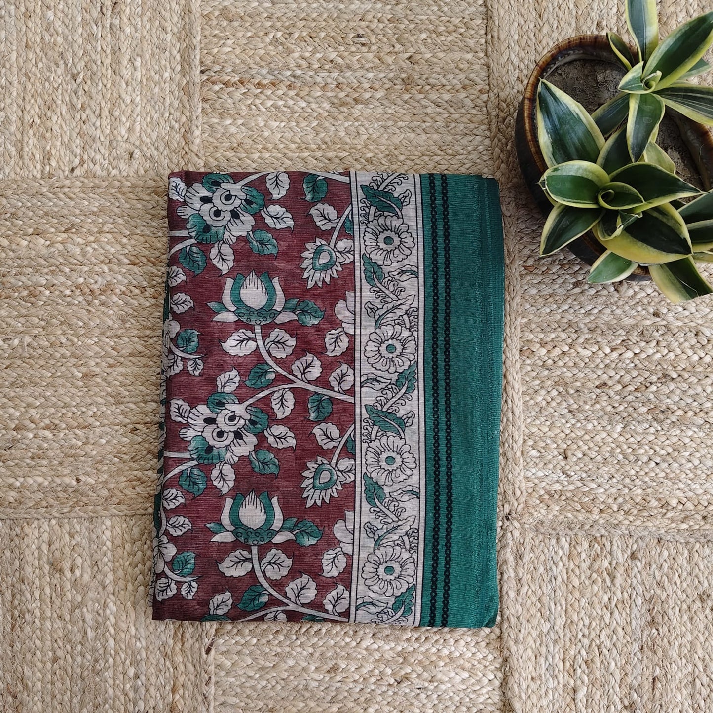 Jute Cotton Kalamkari-Brown