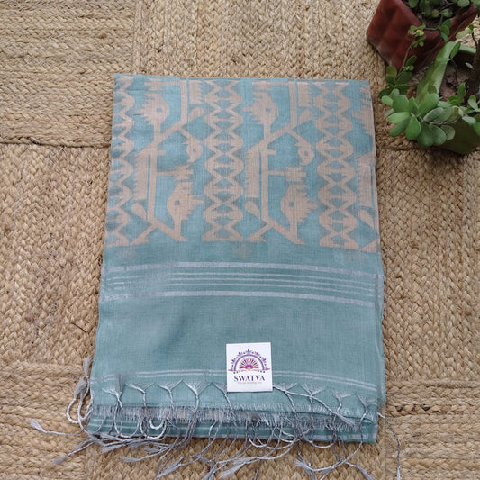 Tissue Linen Jamdani - Seafoam Green