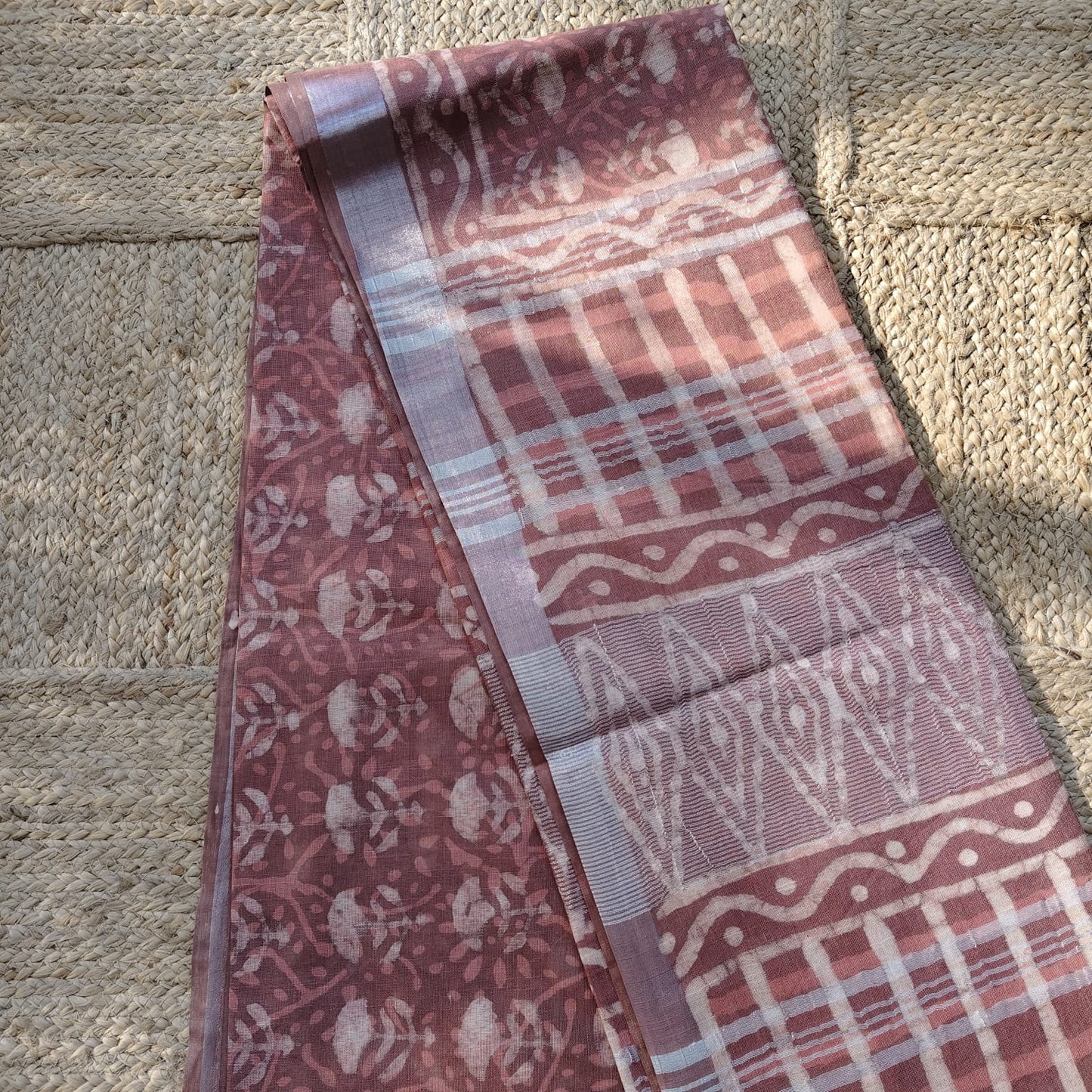 Linen Cotton, Dabu Print, Terracotta Brown