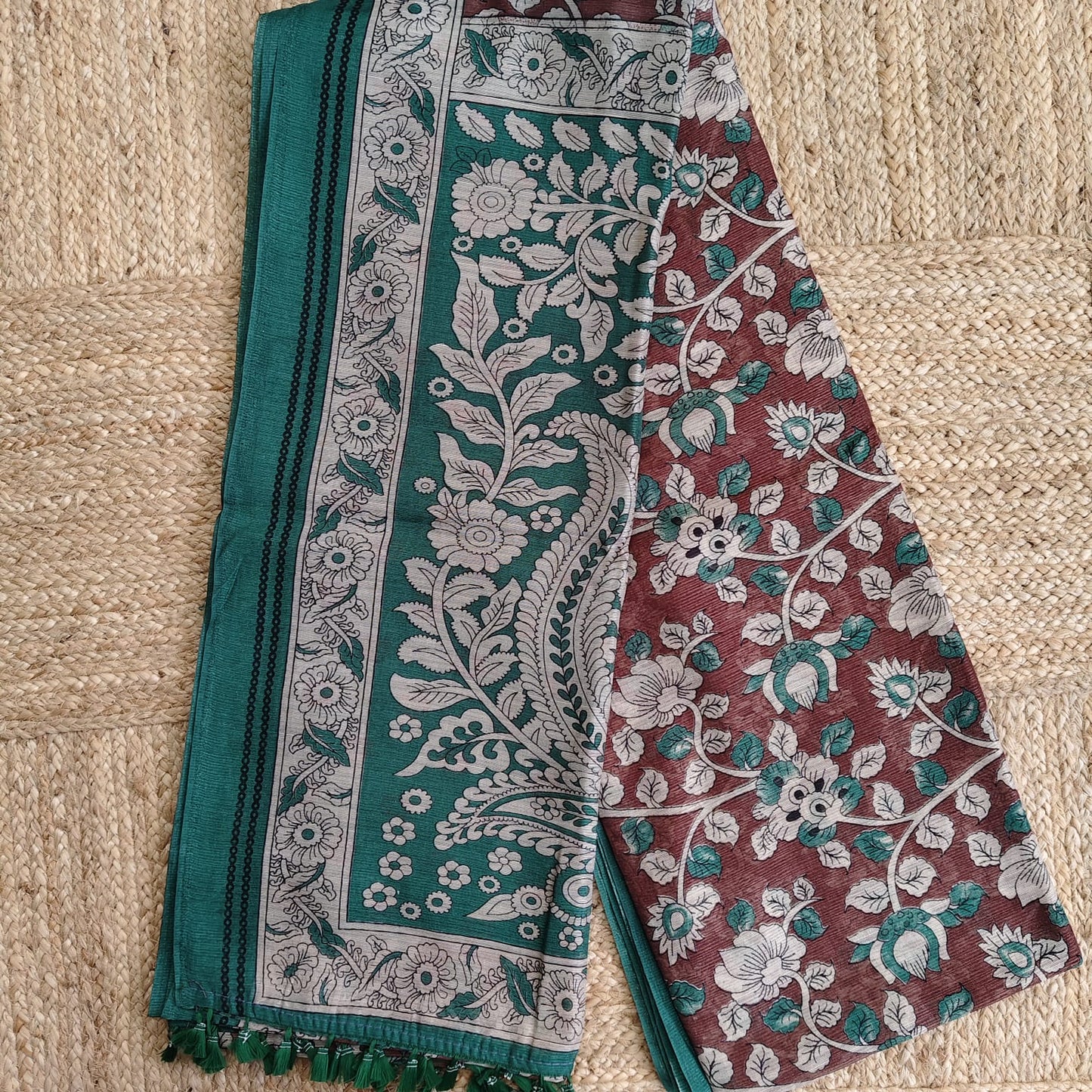 Jute Cotton Kalamkari-Brown