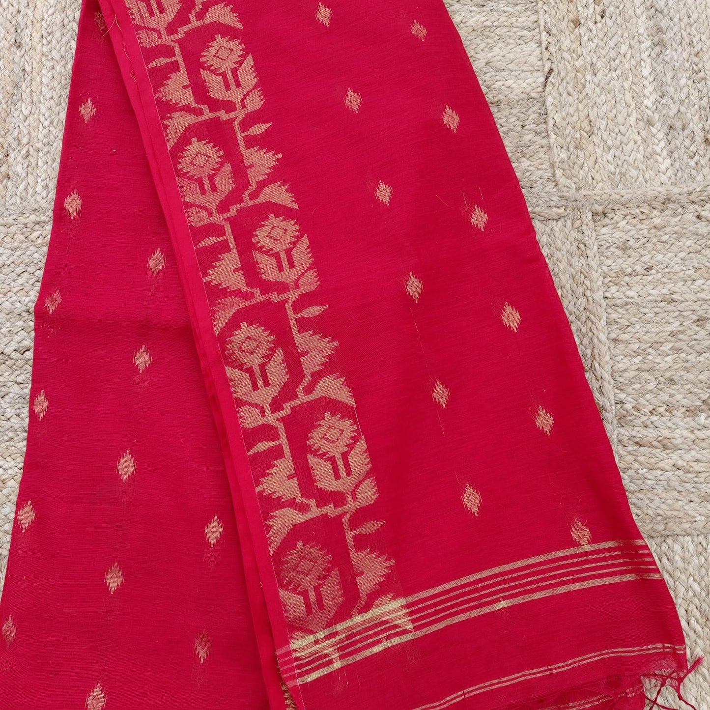 Handloom Cotton Jamdani -Red