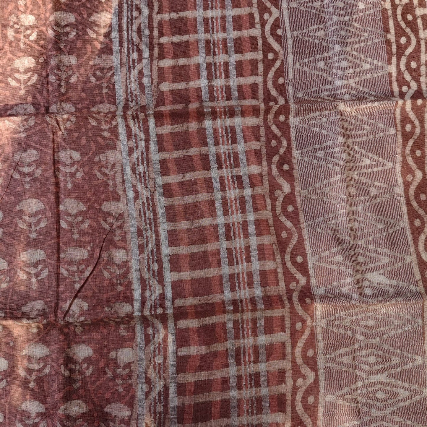 Linen Cotton, Dabu Print, Terracotta Brown