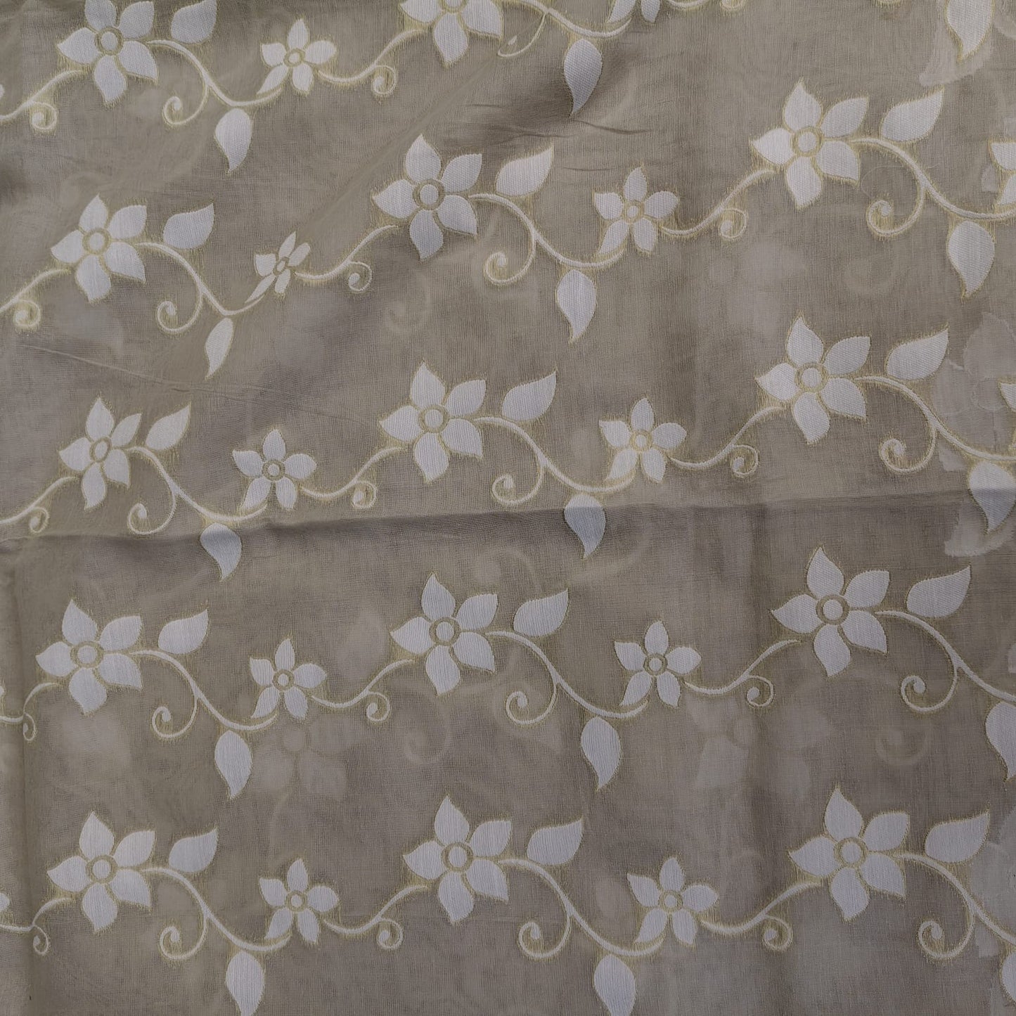 Muslin Cotton Jamdani - Grey White