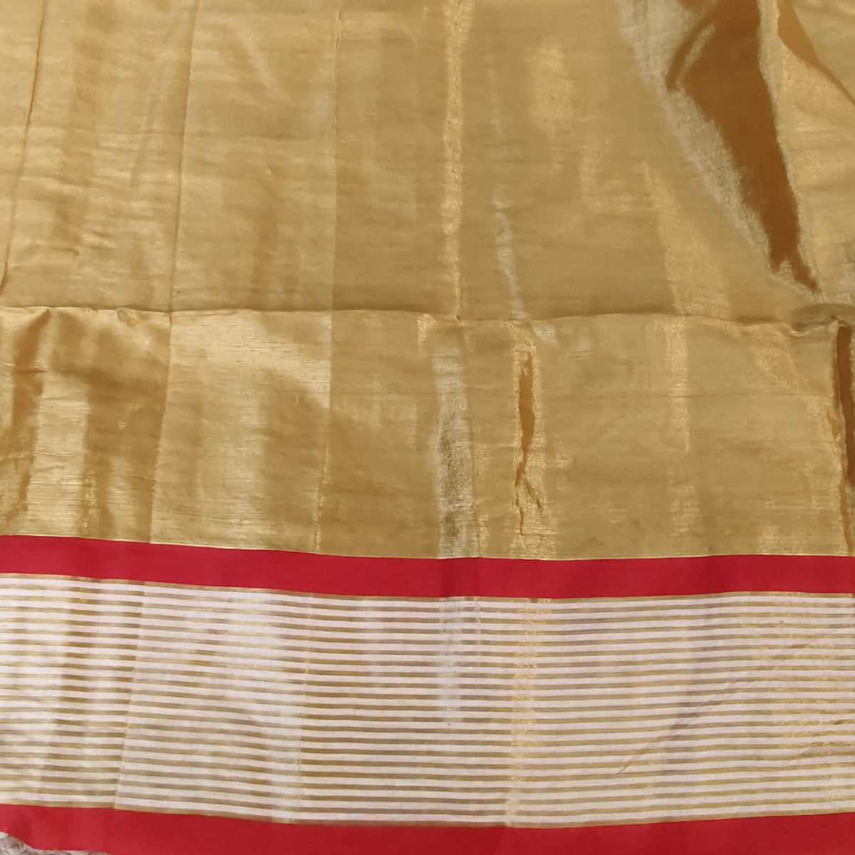 Mul Cotton Tissue - Golden with Red