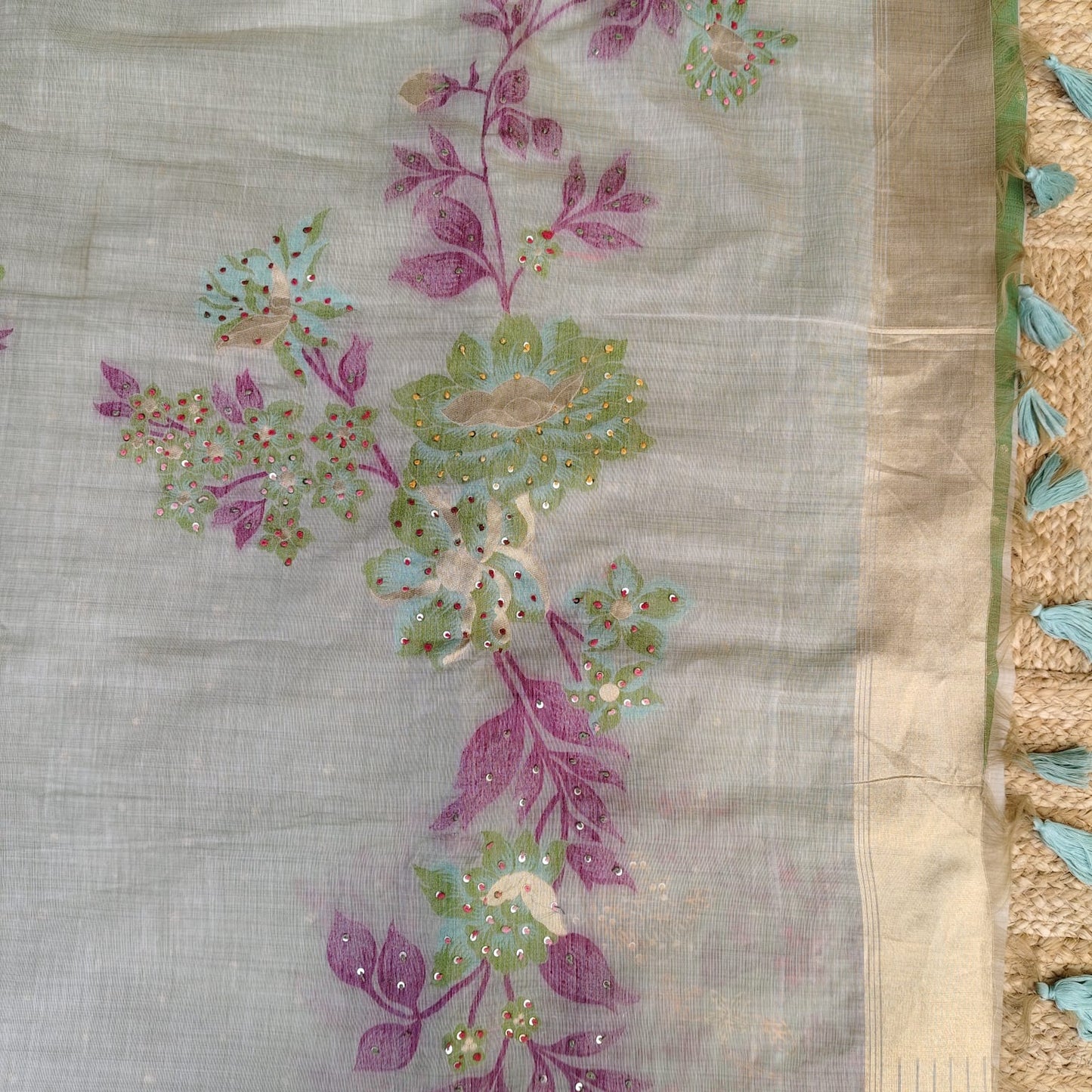 Munga Linen Jamdani Green