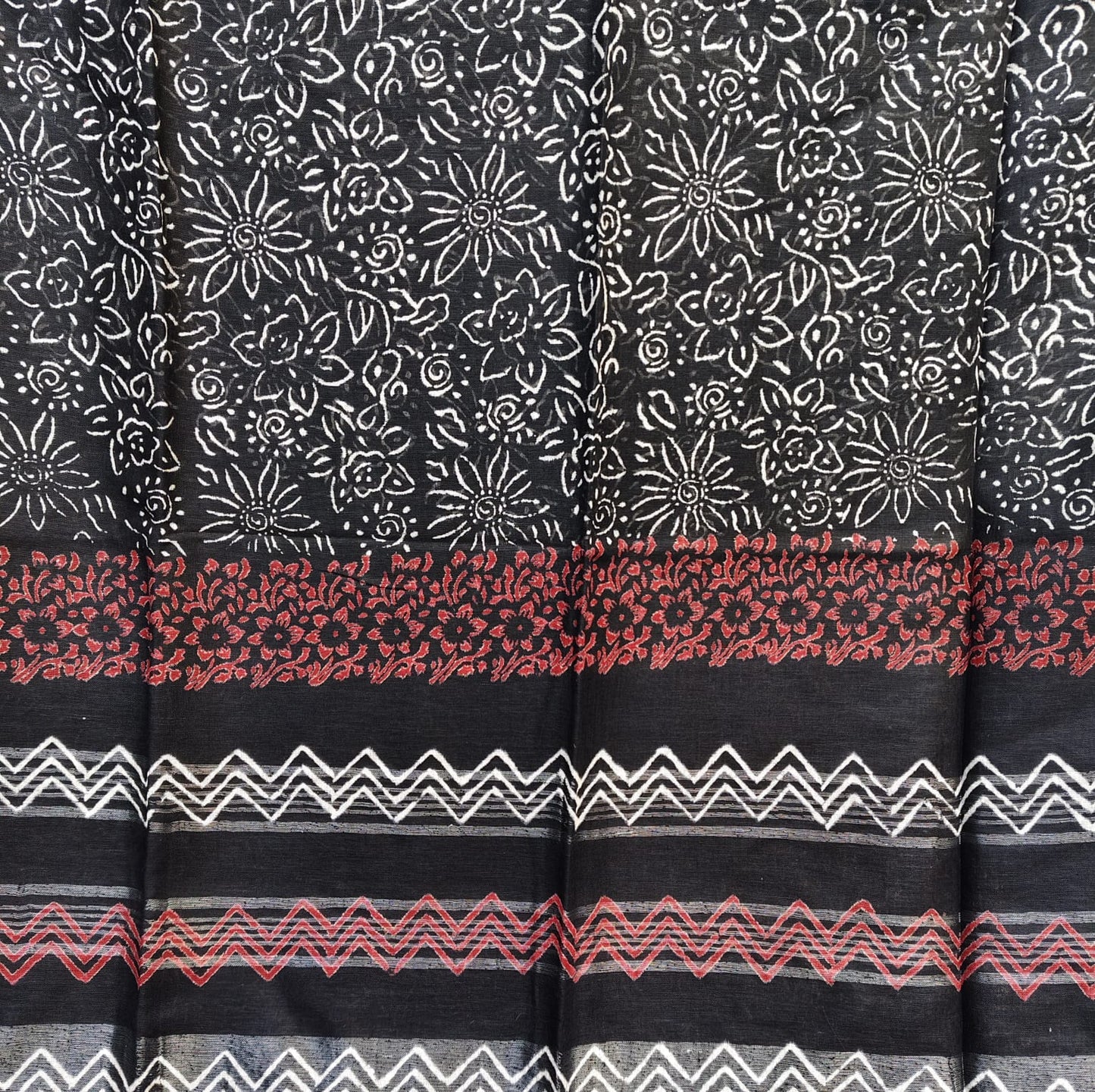 Black Block Print, Cotton Linen 02