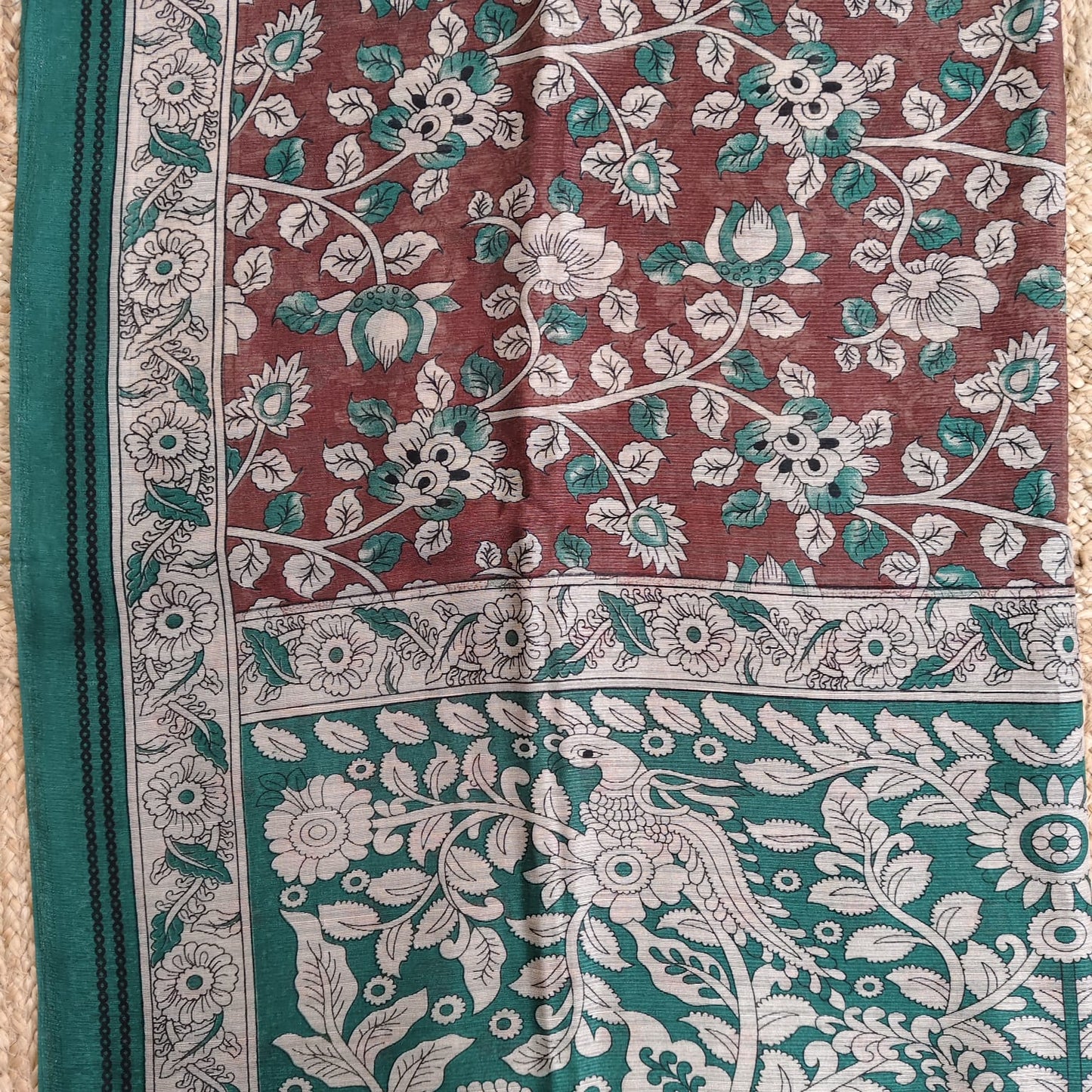 Jute Cotton Kalamkari-Brown