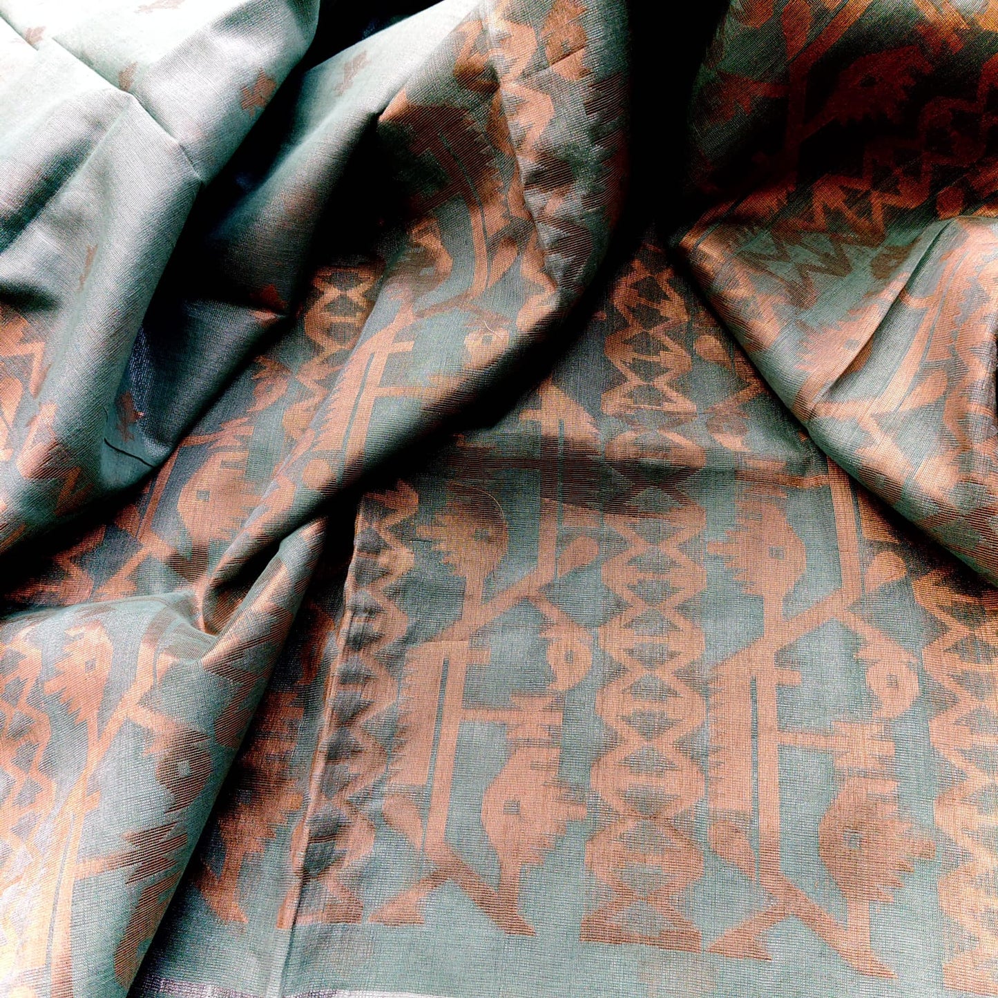 Tissue Linen Jamdani - Seafoam Green