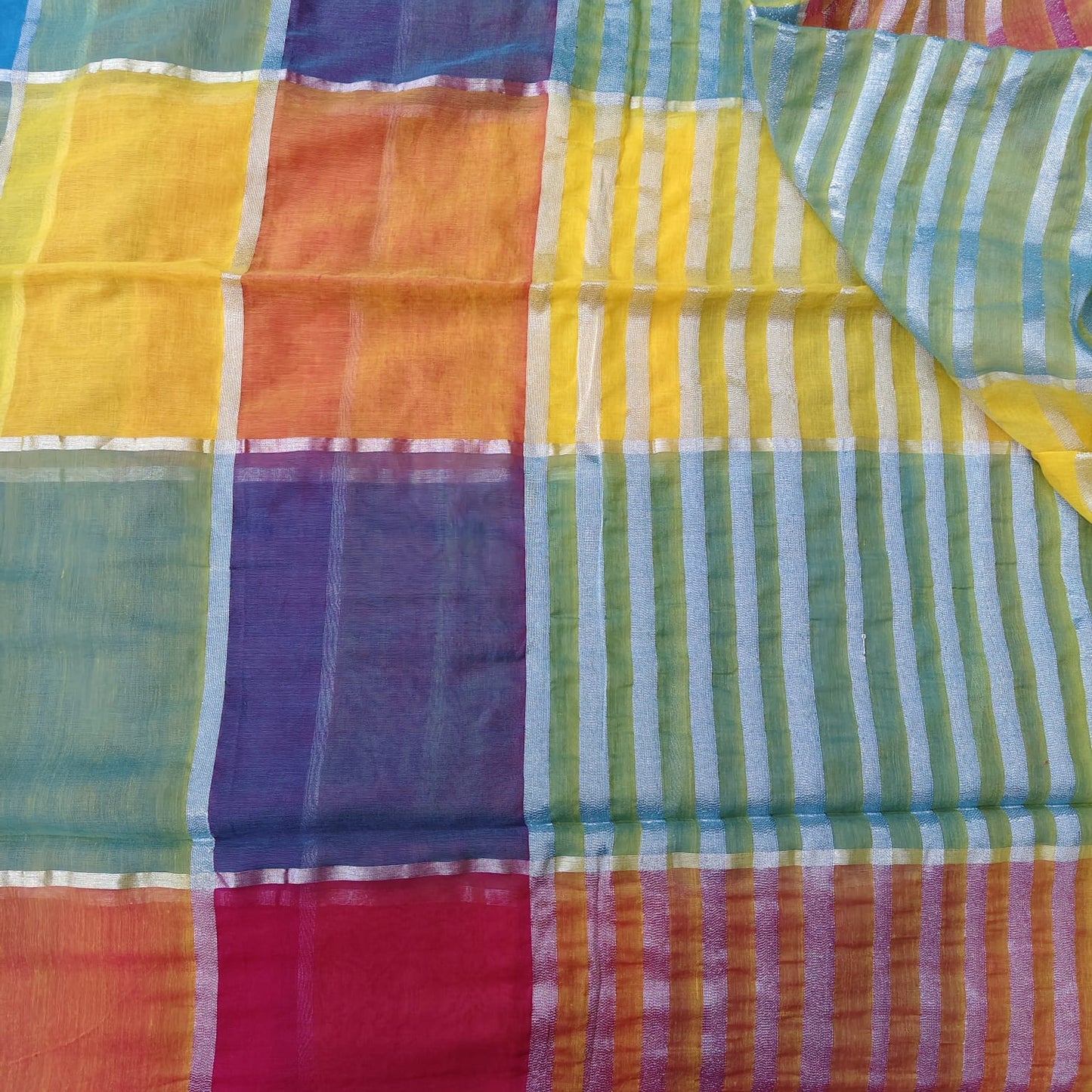 Mull cotton box check, Multi coloured- 01