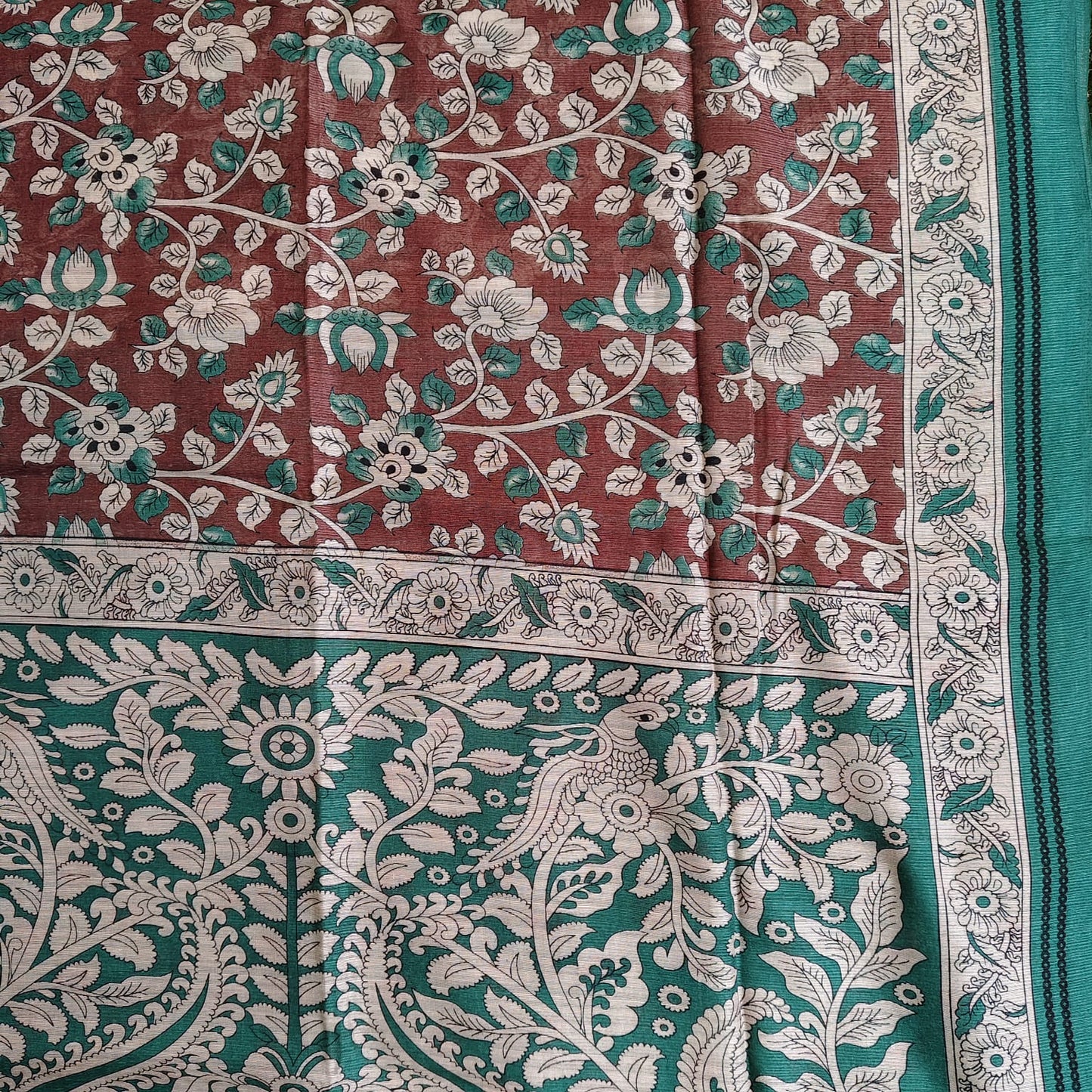 Jute Cotton Kalamkari-Brown