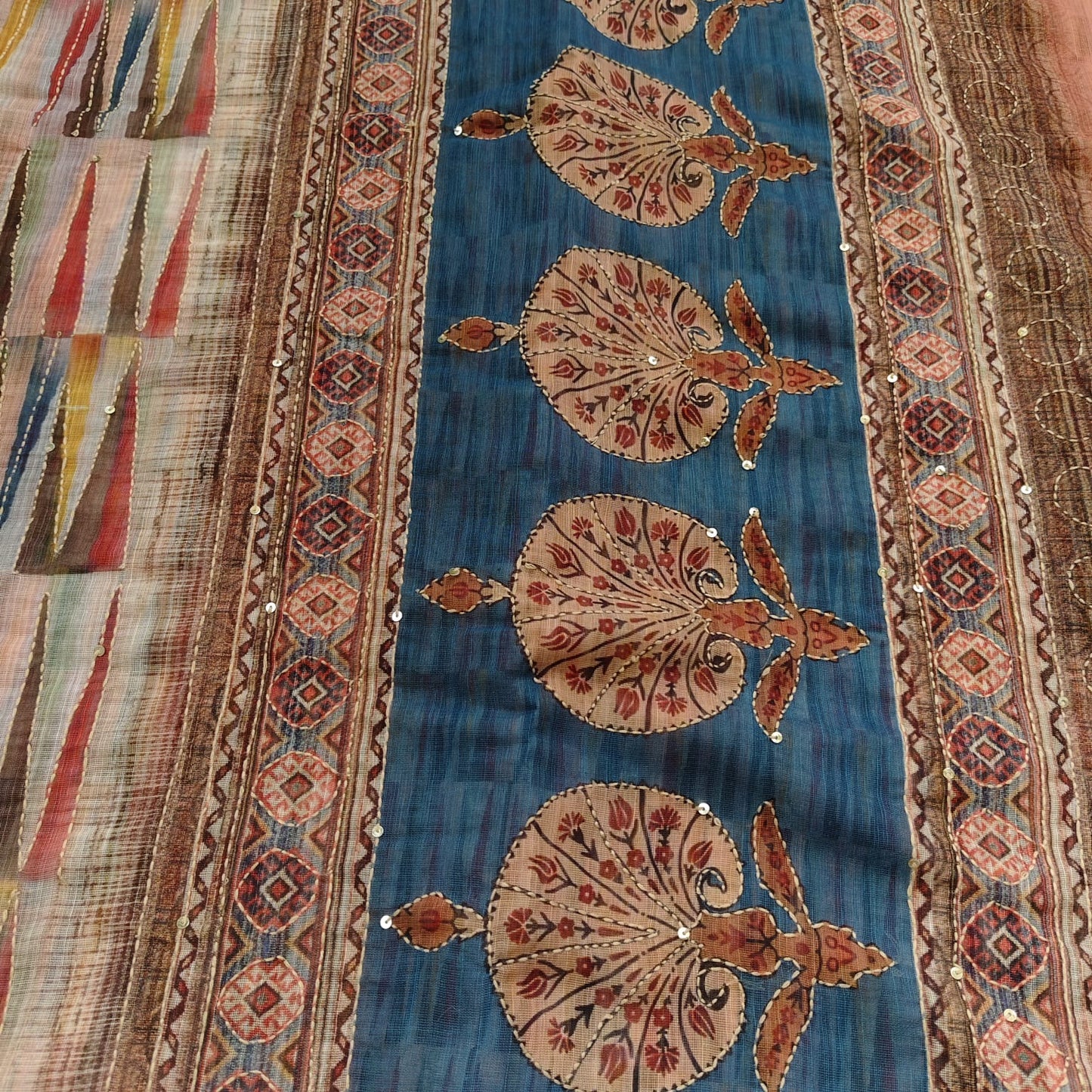 Peach Blue Digital Linen