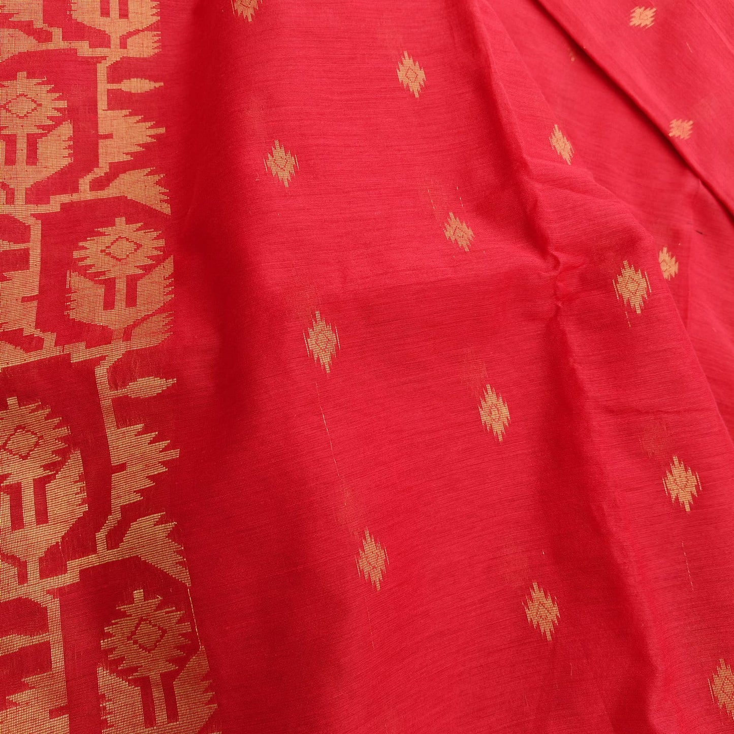 Handloom Cotton Jamdani -Red