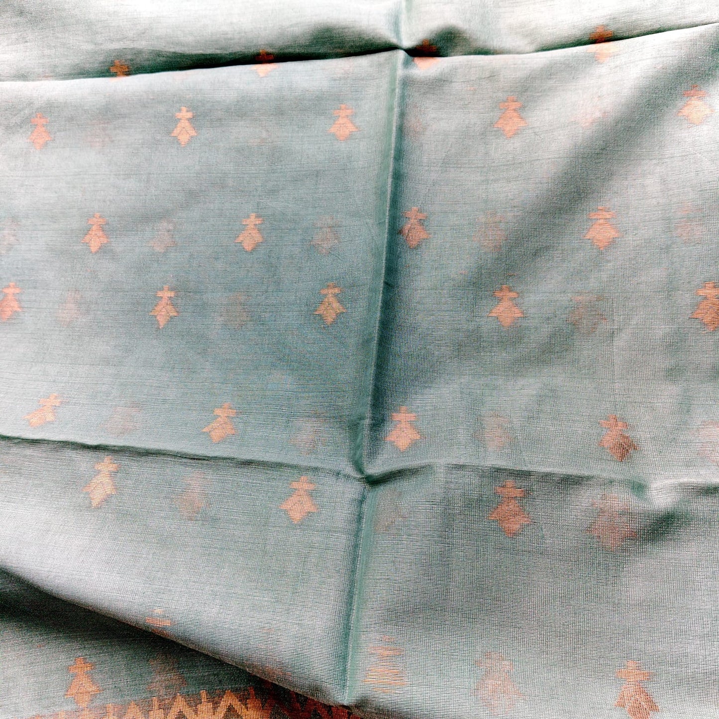 Tissue Linen Jamdani - Seafoam Green