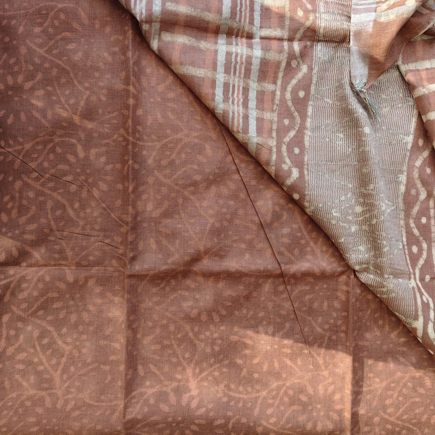 Linen Cotton, Dabu Print, Terracotta Brown