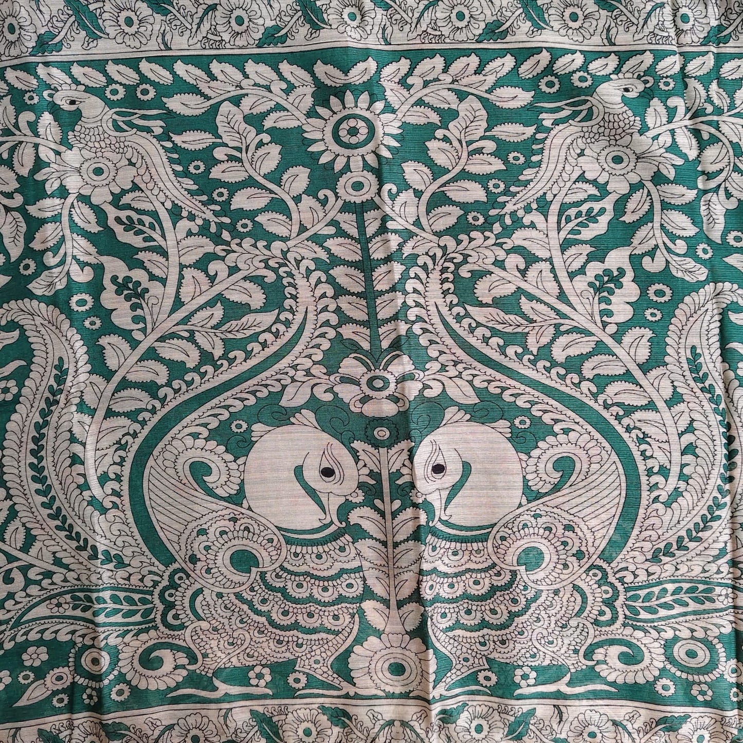 Jute Cotton Kalamkari-Brown
