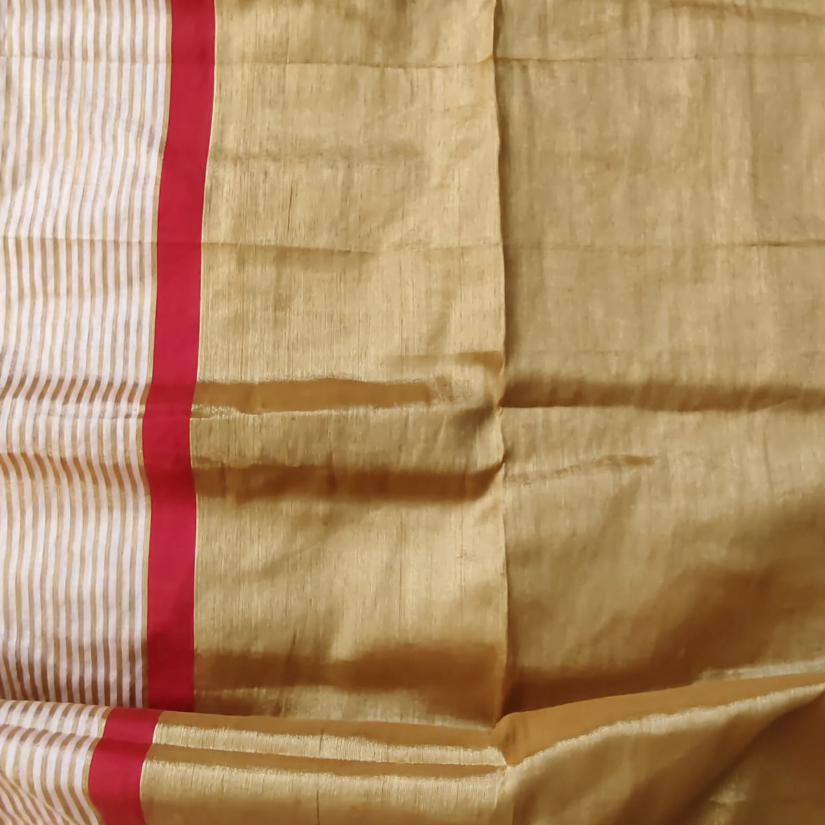 Mul Cotton Tissue - Golden with Red
