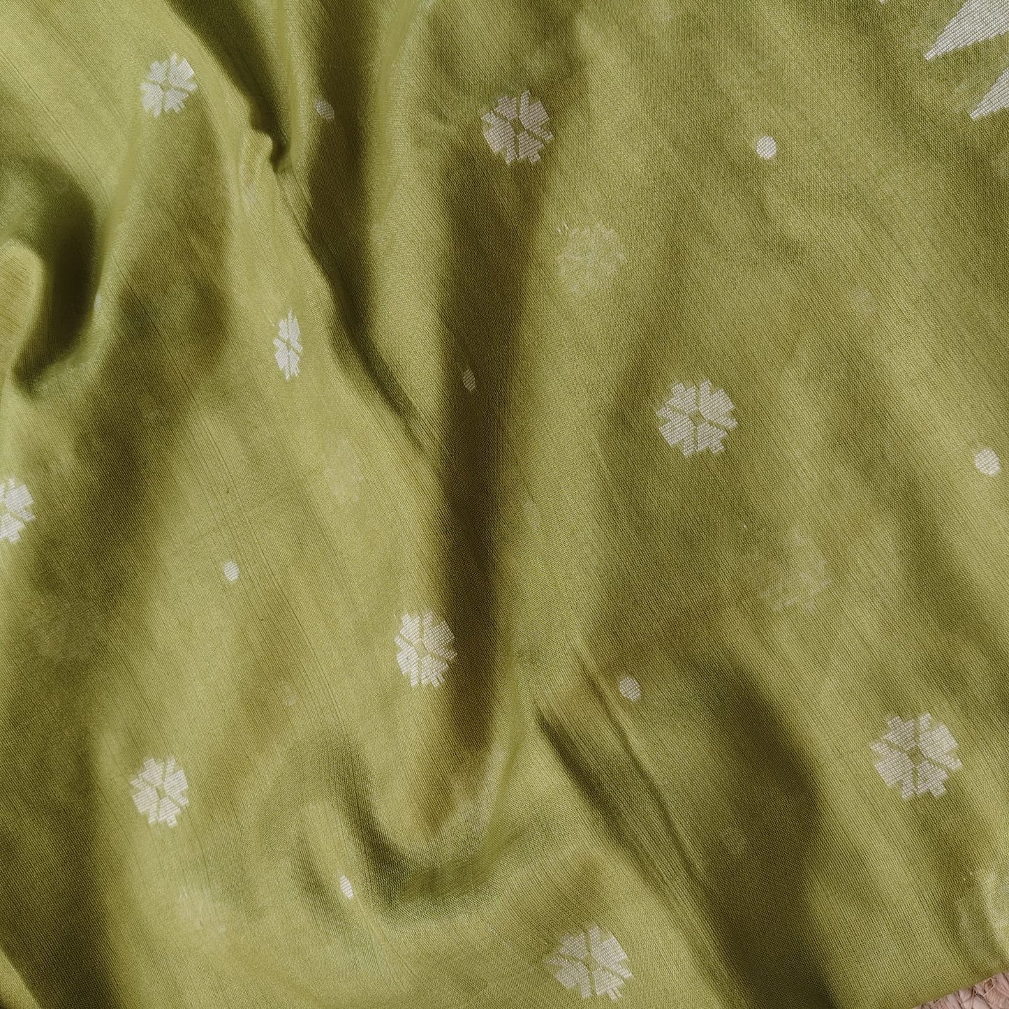 Handwoven Tissue Cotton Jamdani - Lime Green