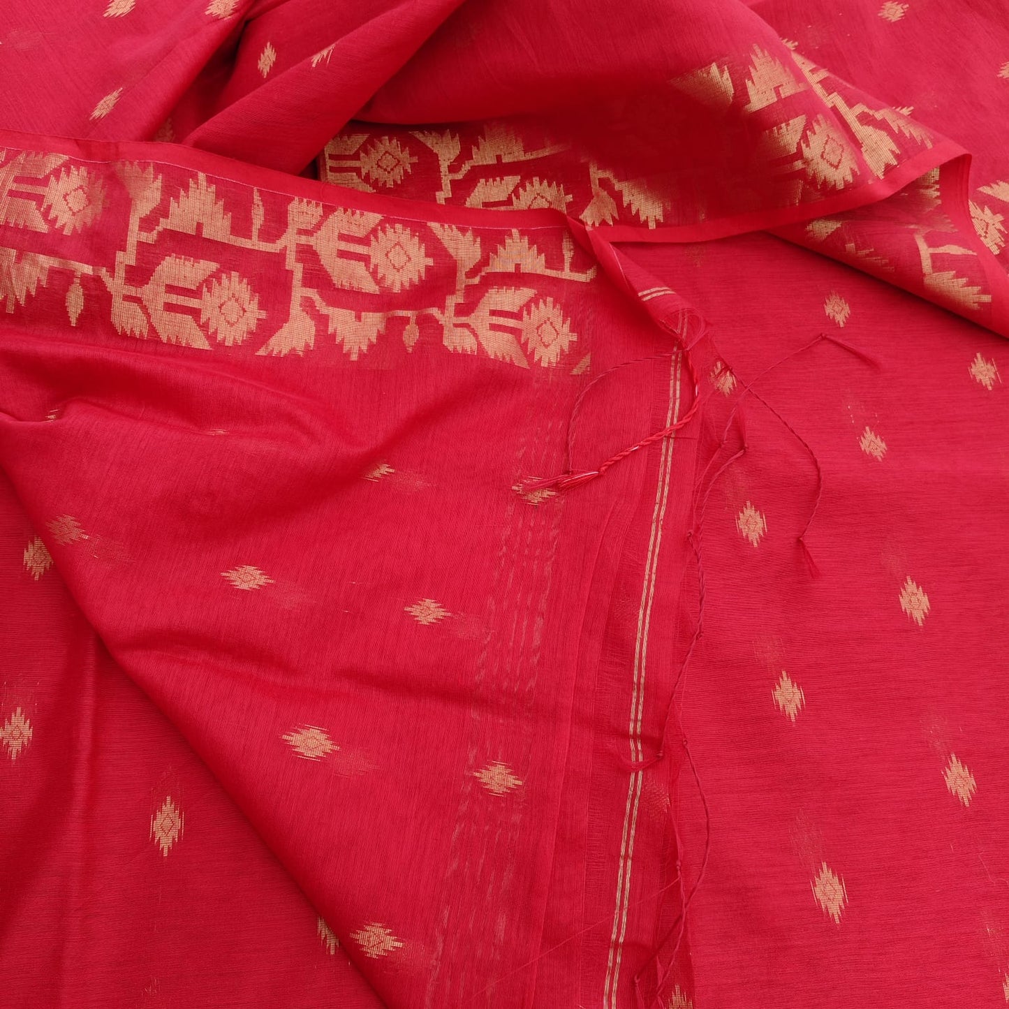 Handloom Cotton Jamdani -Red