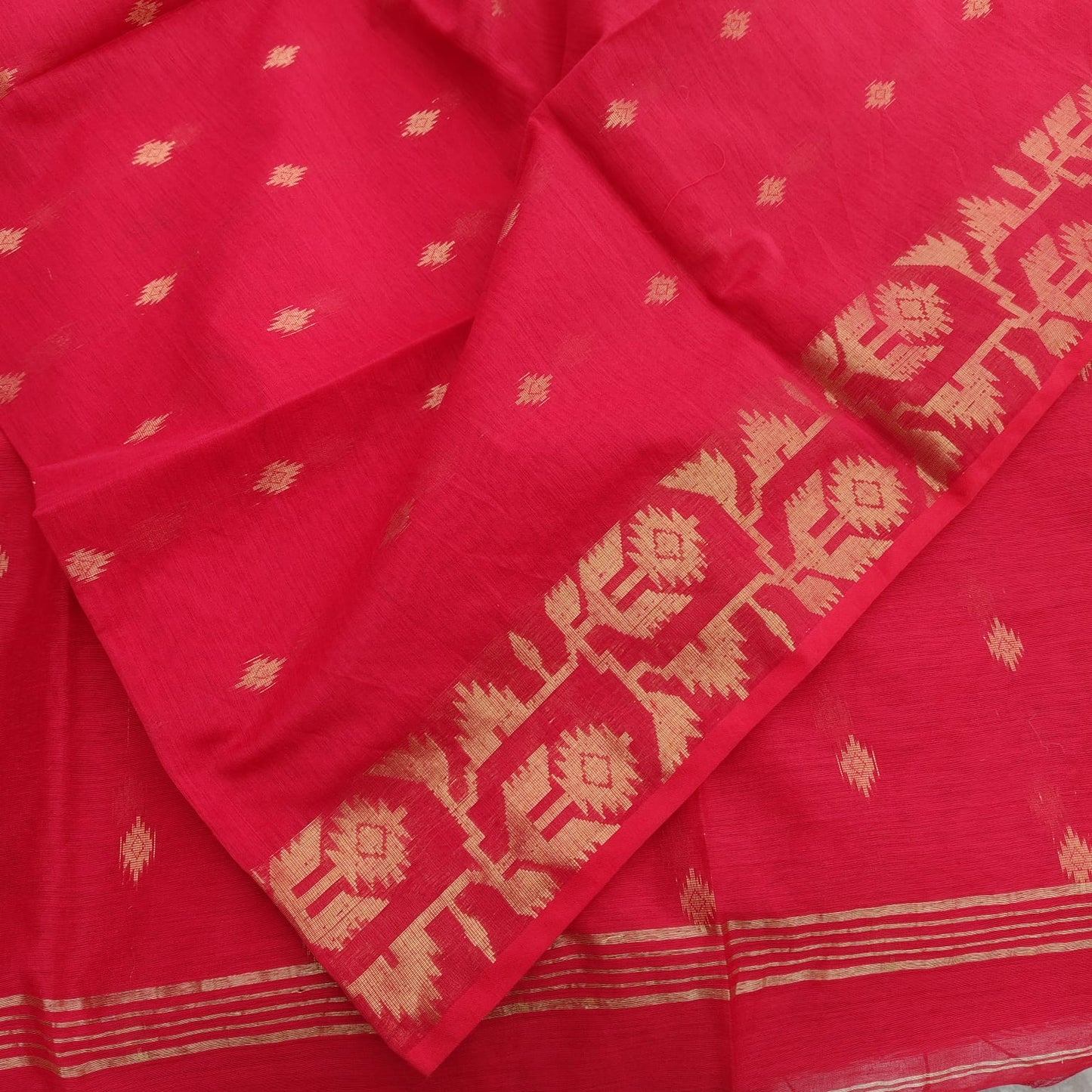 Handloom Cotton Jamdani -Red